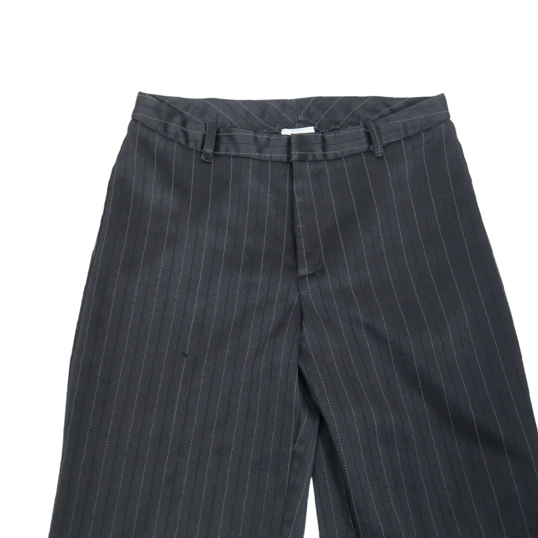 Vintage VINTAGE Zinc Black Pinstripe Wide Leg Trouser Pants S Womens Small 90s Business Workwear Striped 30 Inseam Wide-Leg Rise 8.5-10.5 In Satin feel Size 28" / US 6 / IT 42 - 2 Thumbnail