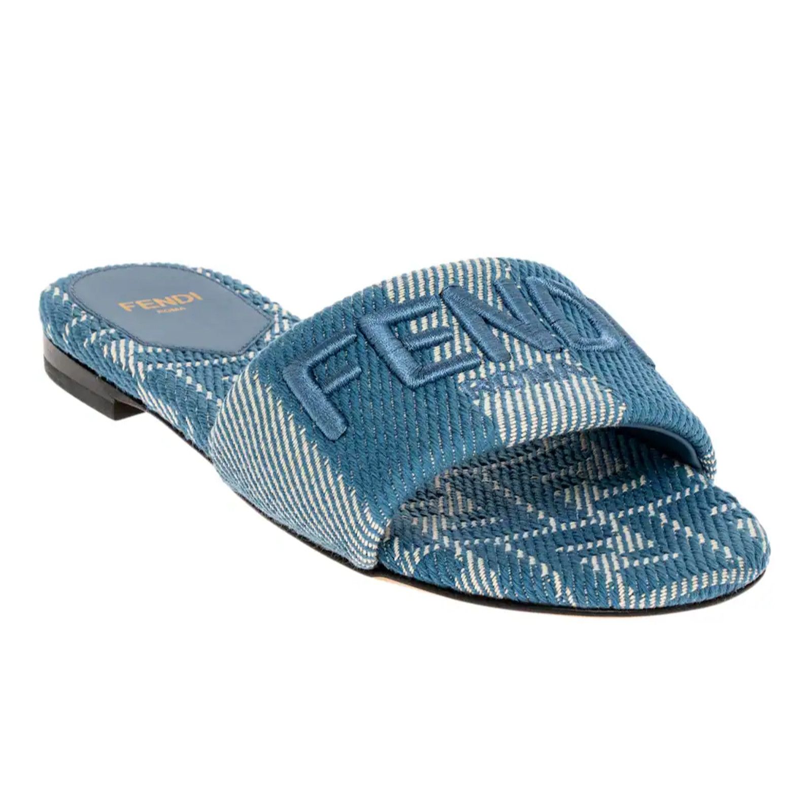 Fendi Fendi Sunshine Blue Denim FF Monogram Mule Slide Sandal 36.5 Size US 6.5 / IT 36.5 - 3 Thumbnail