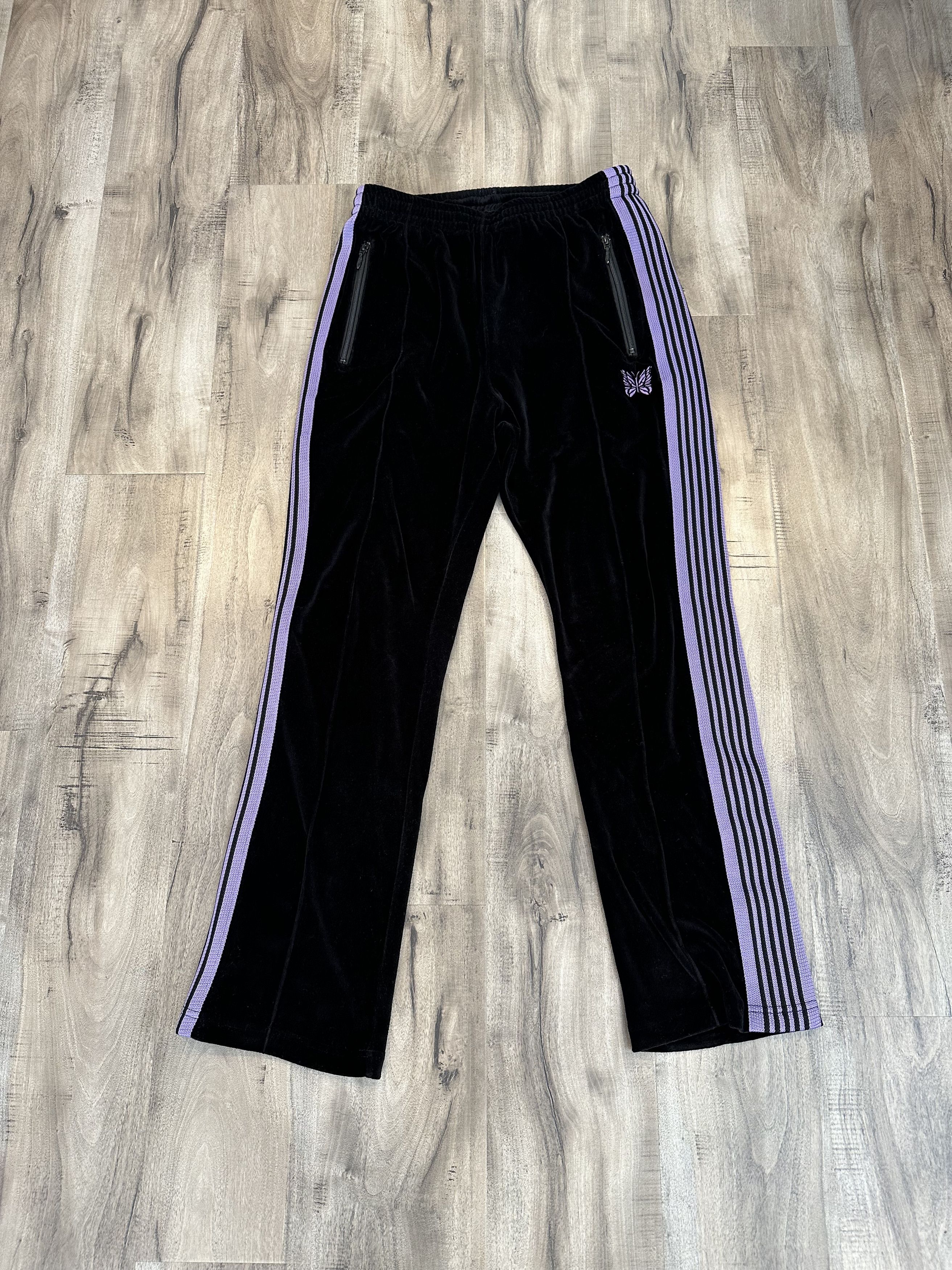 image of Needles Track Pants Velvet in Black Purple, Men's (Size 30)