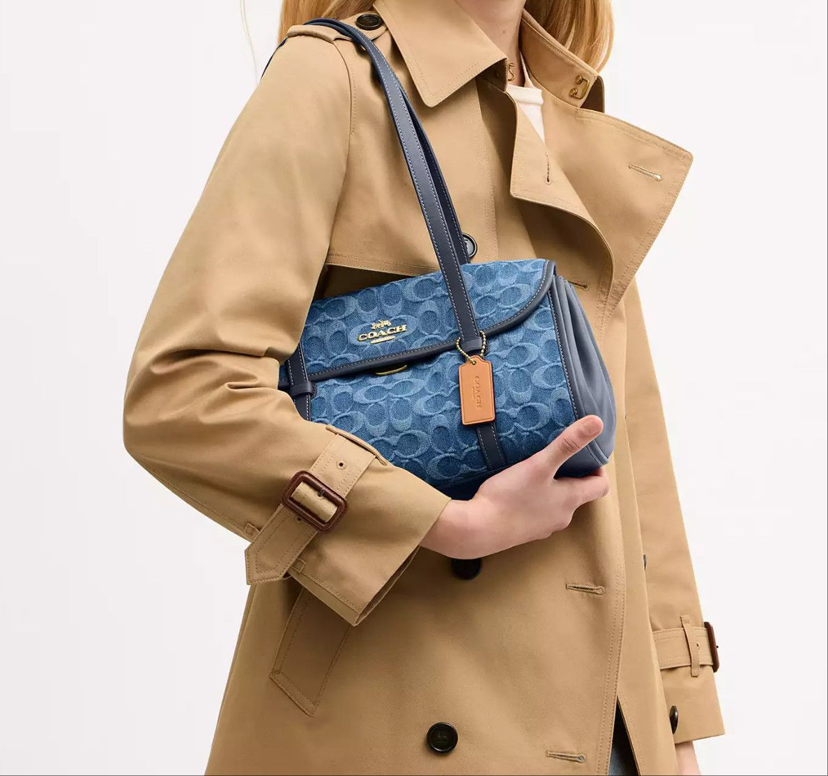 Coach Bridget Flap Shoulder Bag In Signature Denim CDE94 Size ONE SIZE - 10 Thumbnail
