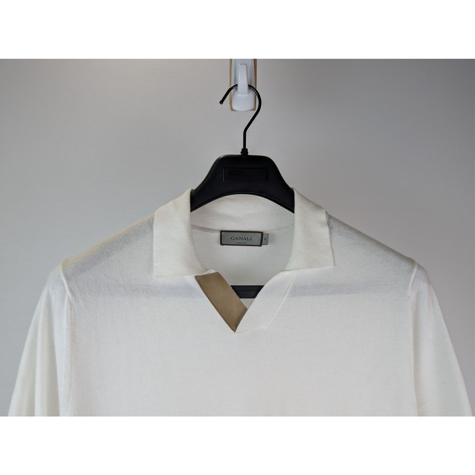 Brunello Cucinelli o1rshd1 CC20 Knited Polo Shirt in White Size US M / EU 48-50 / 2 - 3 Thumbnail