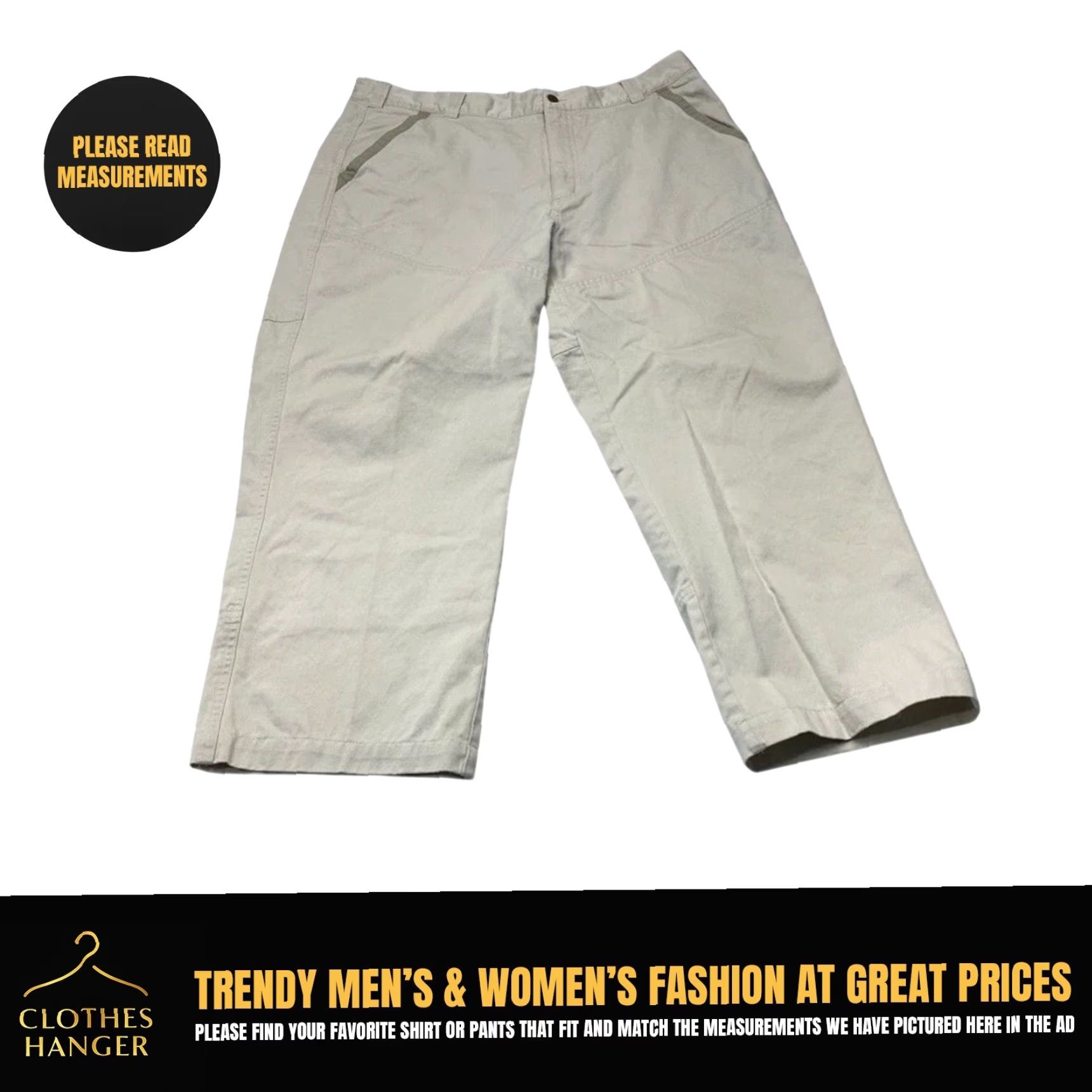 Orvis VINTAGE Orvis Mens 38x25.5 Heavy Cotton Twill Pants Trousers Khakis 8473 Tan Ivory Casual Workwear 90s Retro USA Mens Size US 38 / EU 54 - 2 Thumbnail