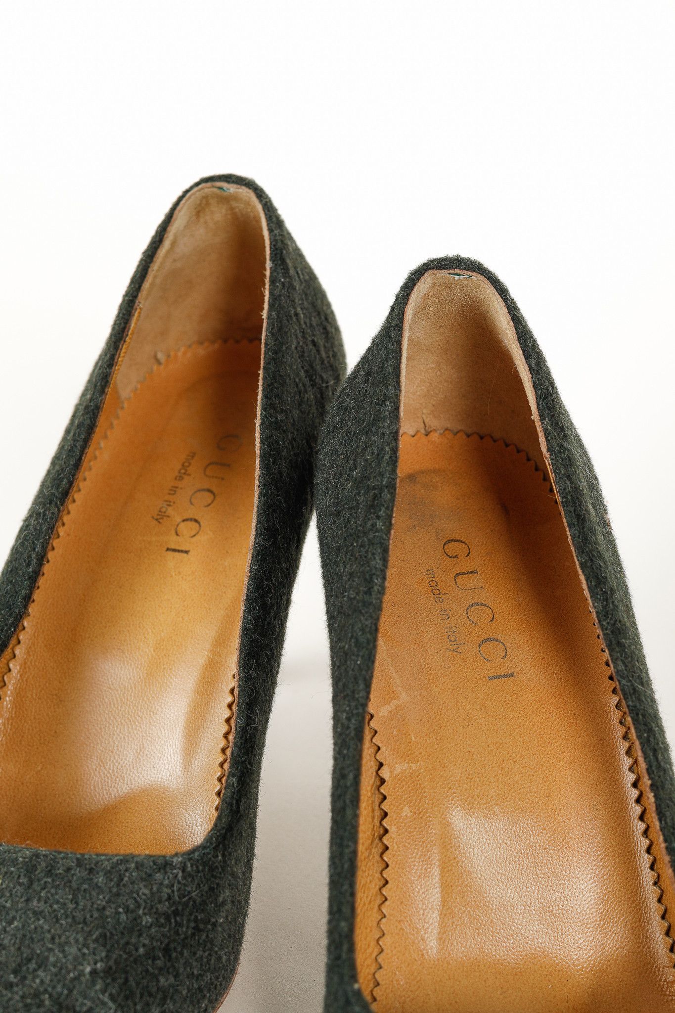 Gucci × Tom Ford Gucci Tom Ford Era Green Wool Pointed-Toe Heels Size US 7.5 / IT 37.5 - 8 Thumbnail
