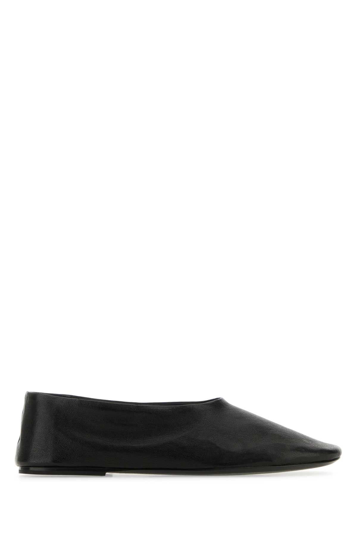 image of Khaite Black Leather Maiden Ballerinas Shoes, Women's (Size 10)