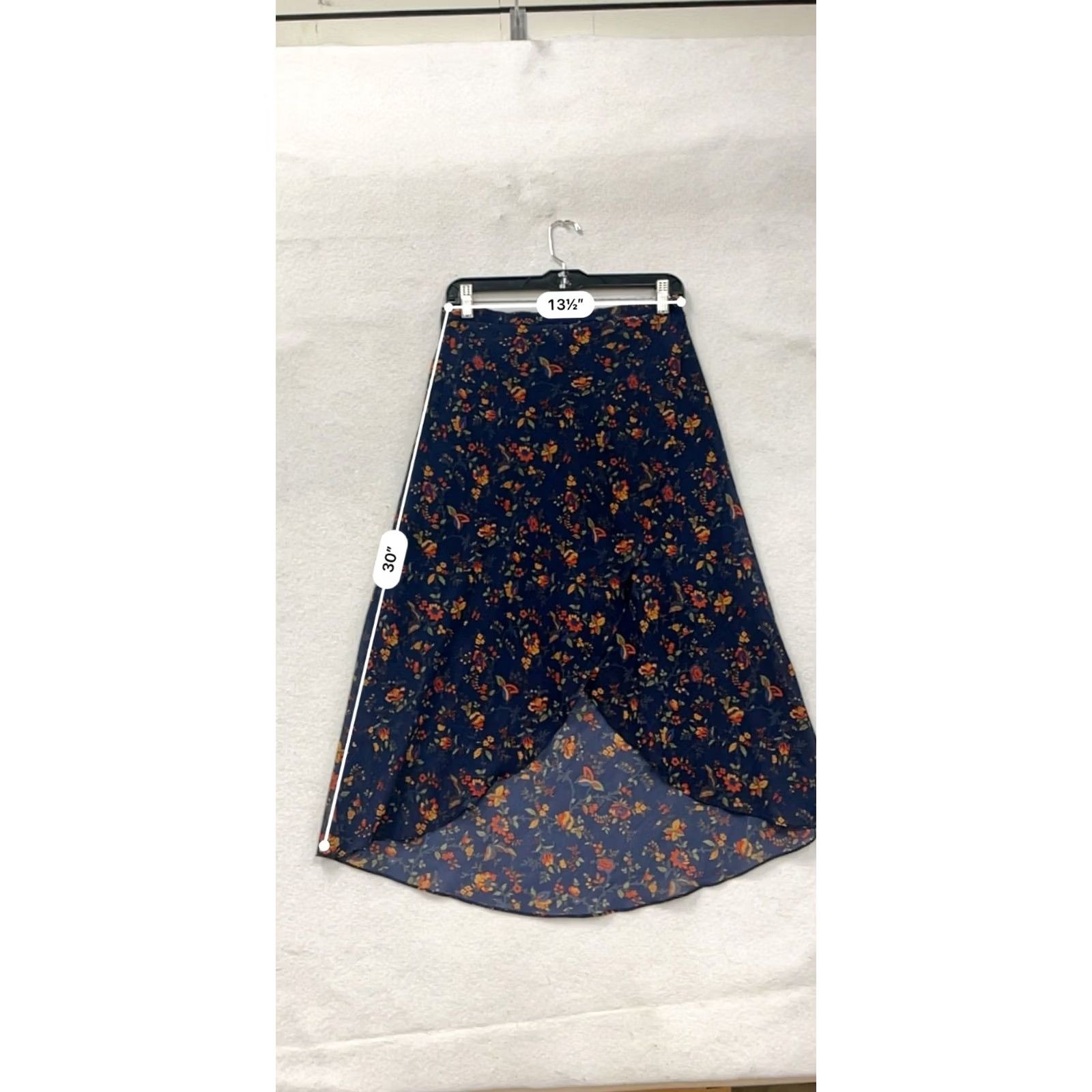 Madewell Madewell Skirt Womens High-Low Midi Floral Navy Size 6 Size 28" / US 6 / IT 42 - 8 Thumbnail