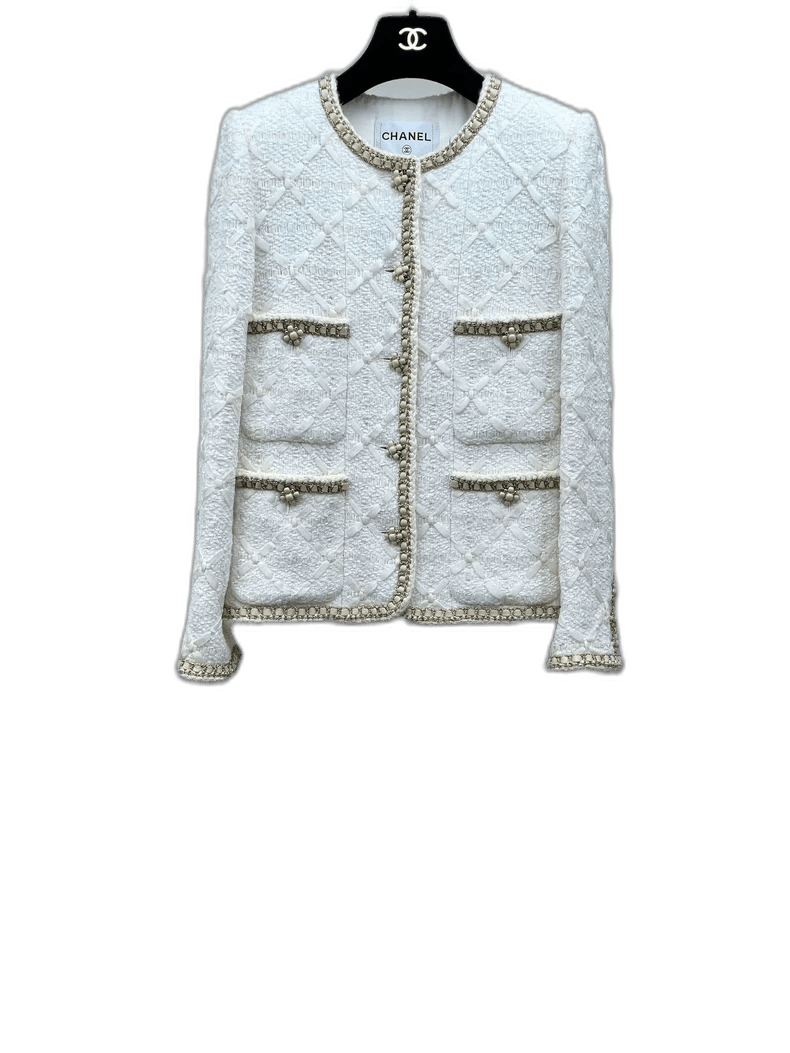 Chanel Chanel White Boucle Jacket -2505 Size US S / EU 44-46 / 1 - 1 Thumbnail