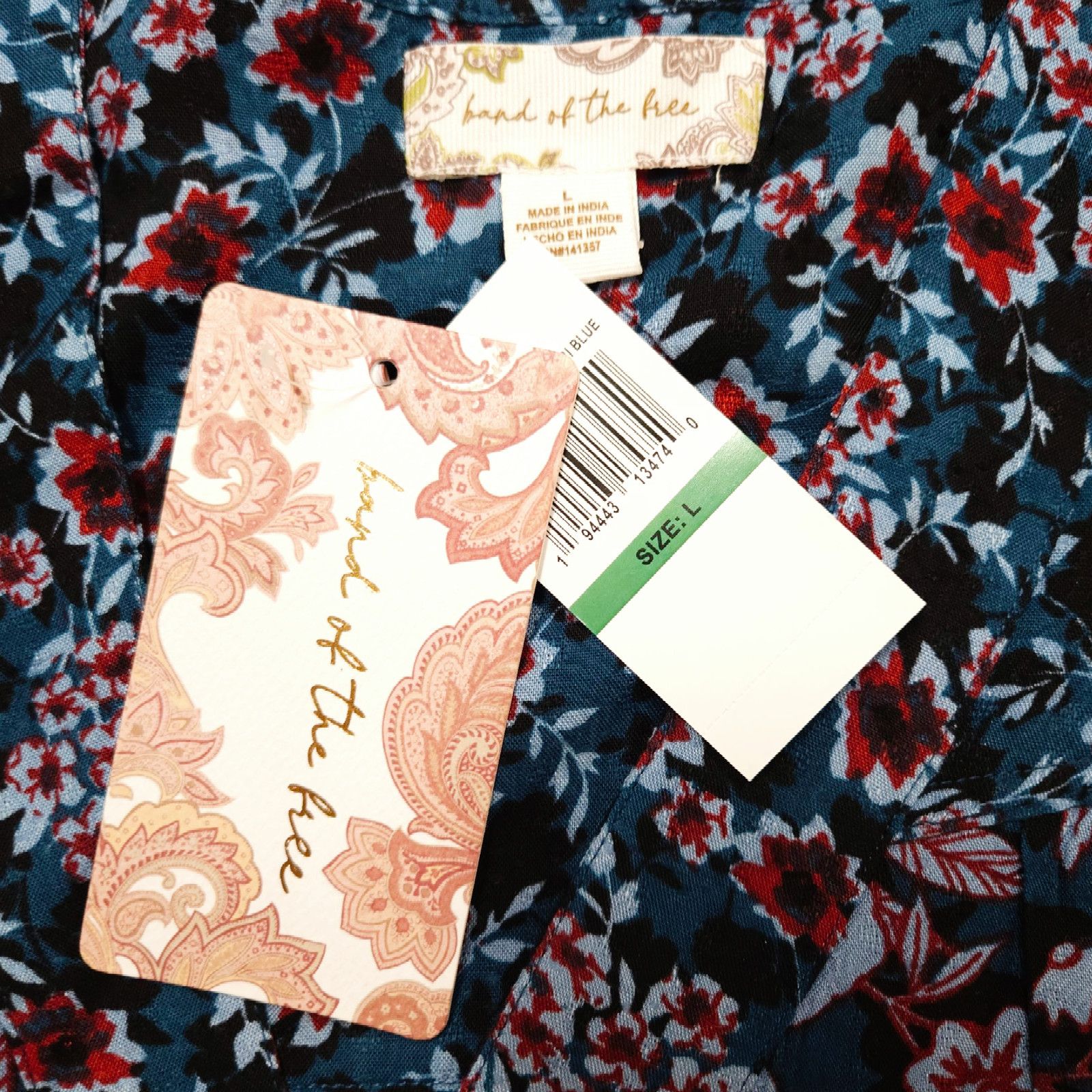 Other NWT B.O.G. Band of the Free Josie Blouse Top Sz. L Sapphire Size L / US 10 / IT 46 - 6 Thumbnail