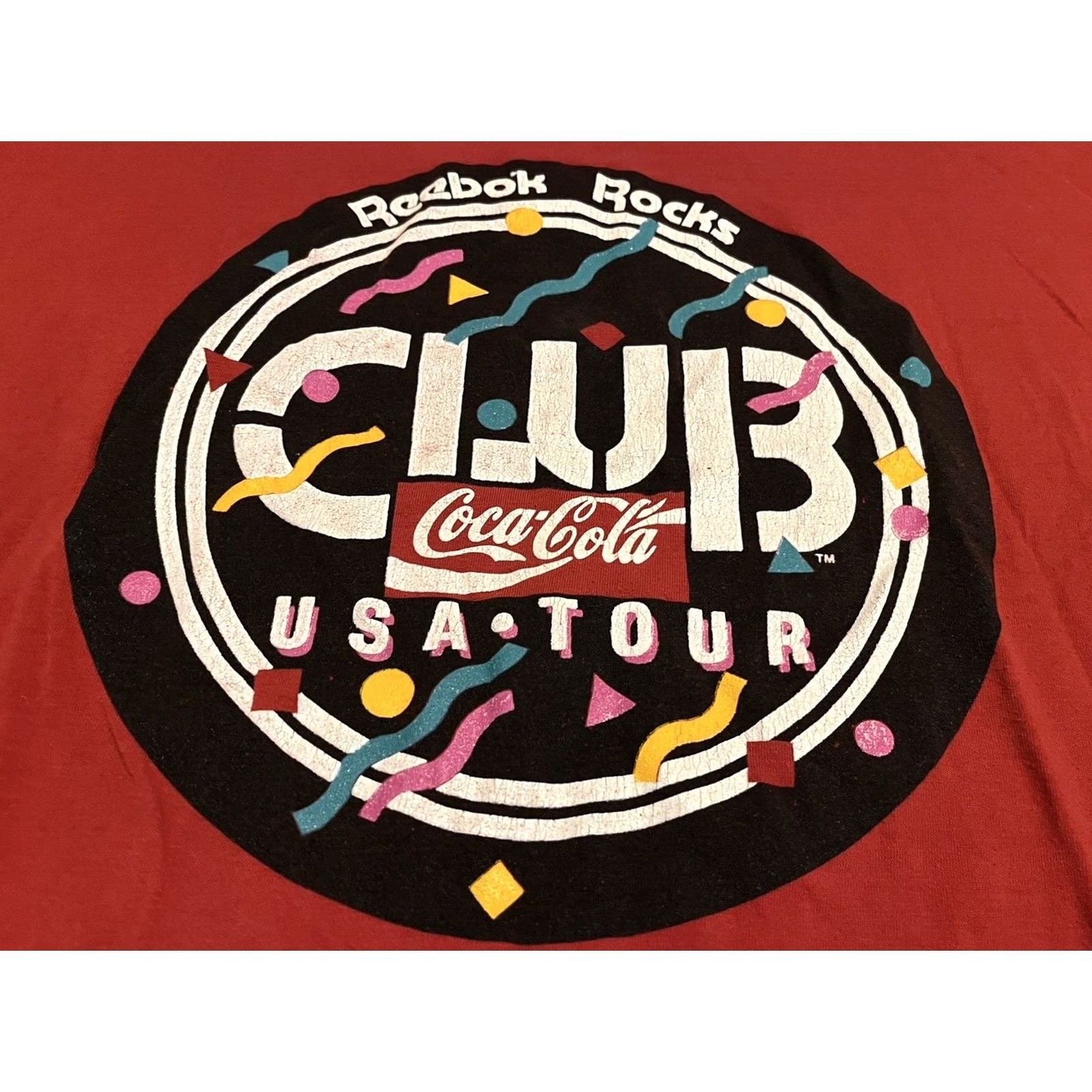 Reebok VINTAGE Reebok Rocks T-Shirt Coca-Cola Club USA Tour Crew Red XL Shirt Mens 80s 90s Band USA Promo Size US XL / EU 56 / 4 - 5 Thumbnail