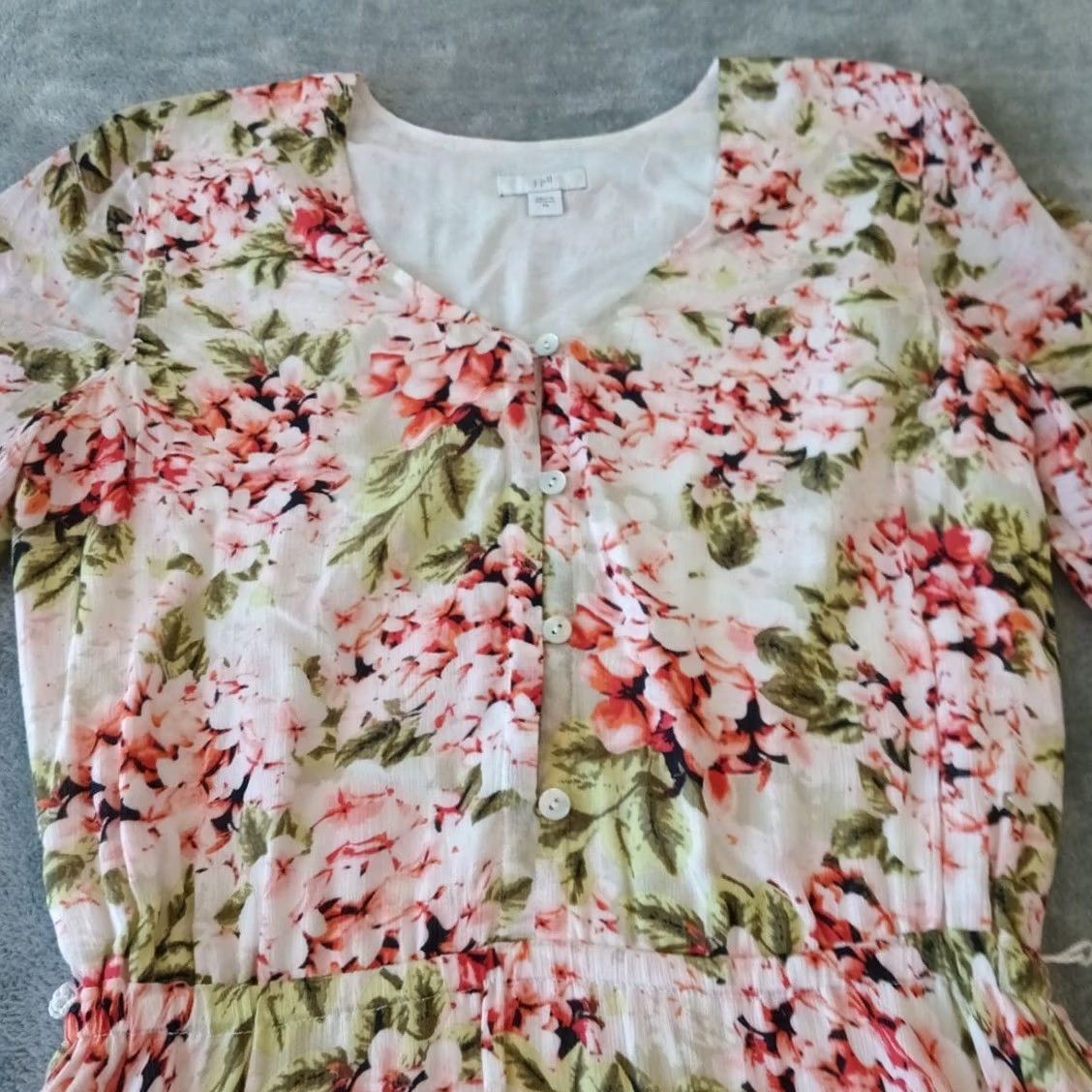 J. Jill J.Jill Maxi Dress XS Pink Green Floral Asymmetric 3/4 Sleeve Lined Rayon Women Regular Spring Summer Vintage No Size XS / US 0-2 / IT 36-38 - 3 Thumbnail