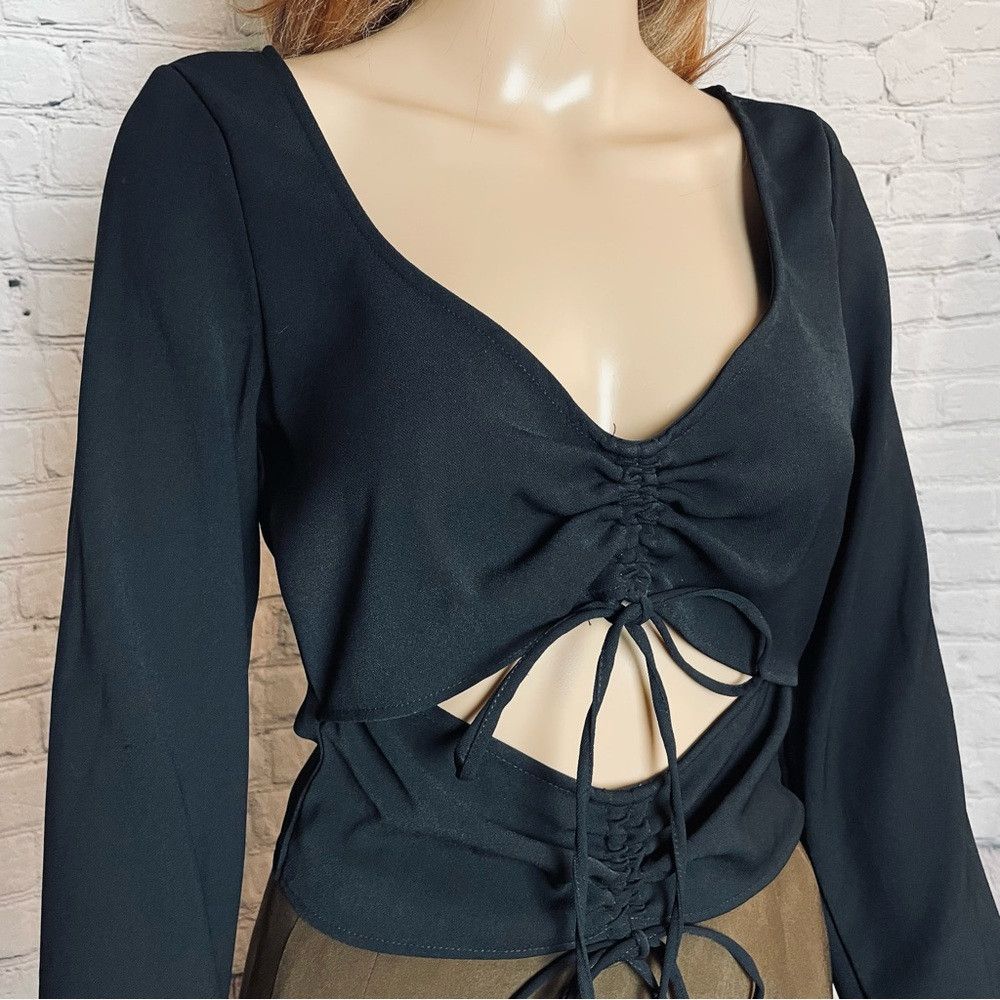 Zara New Zara Black Ruched Cut-out Top Blouse Size S Size S / US 4 / IT 40 - 3 Thumbnail