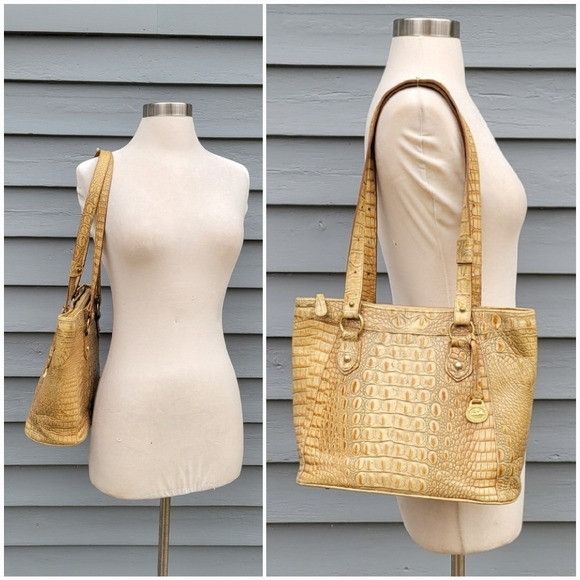 BRAHMIN Brahmin Medium Asher Tote Bag in a Crocodile Embossed Tan Me Size ONE SIZE - 1 Thumbnail