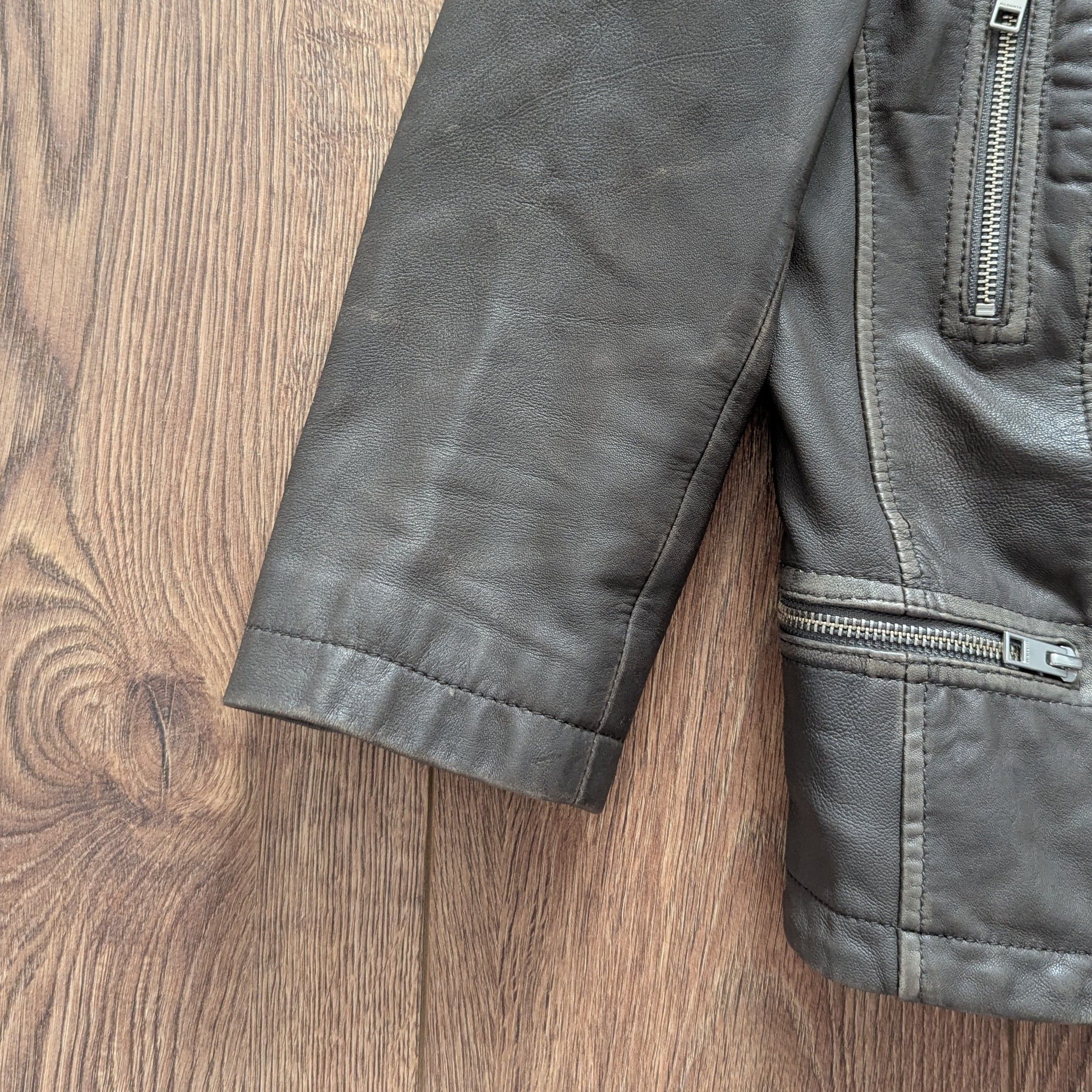 Allsaints ALLSAINTS Cropped Cargo Biker Leather Jacket With Scuffs Size M / US 6-8 / IT 42-44 - 8 Thumbnail