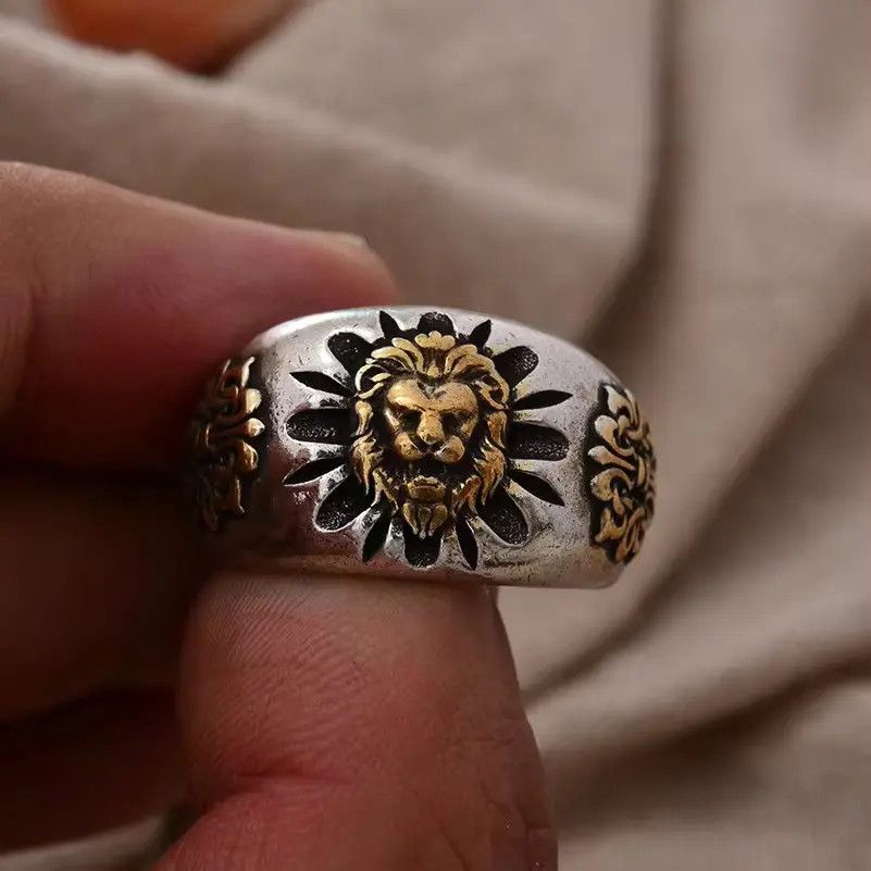Jewelry × Vintage Vintage Lion Animal Design Thai Silver Ring Size ONE SIZE - 5 Thumbnail