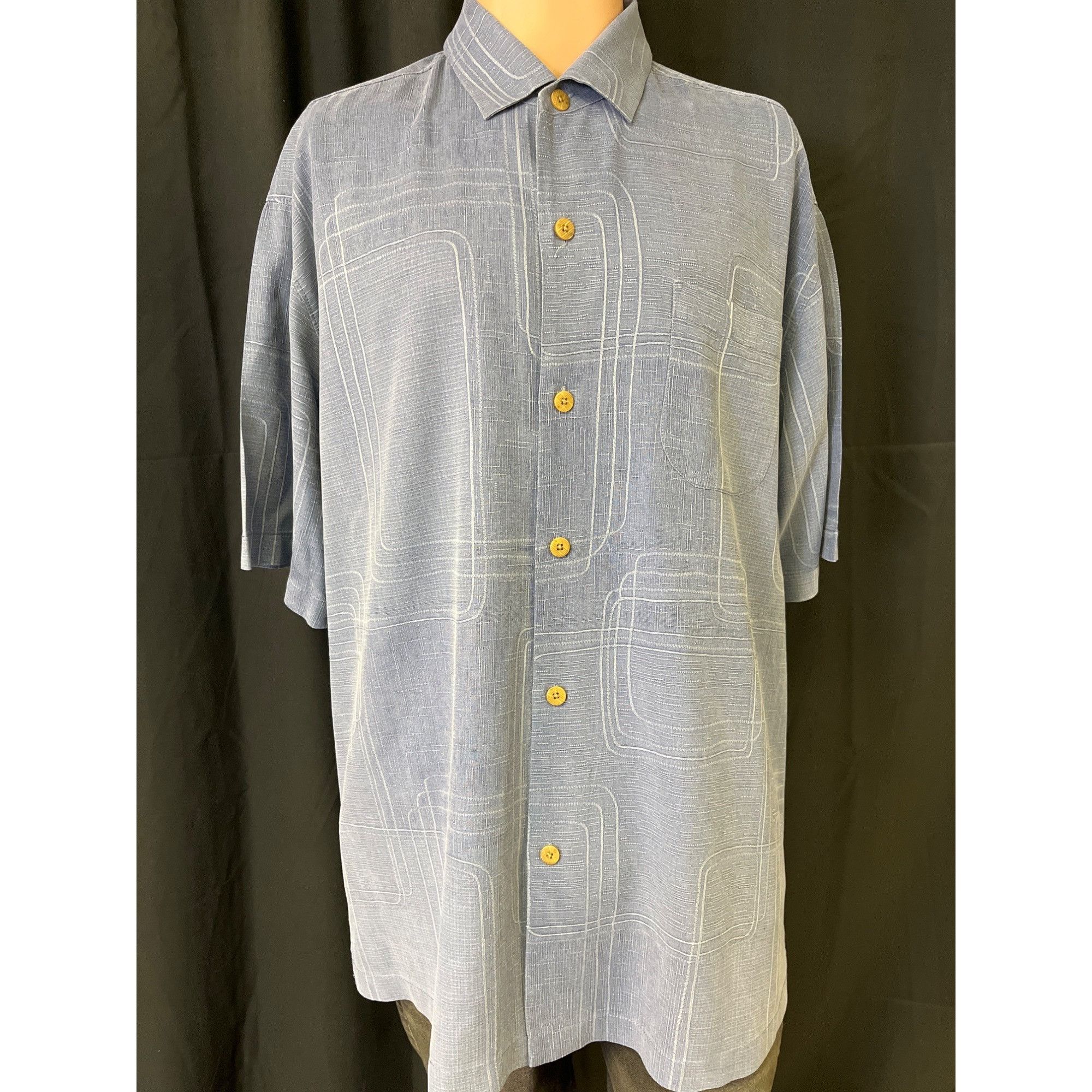 Tommy Bahama Tommy Bahama Men's Blue Silk Shirt/Button Up Sz L SKU 4443 Size US L / EU 52-54 / 3 - 1 Thumbnail