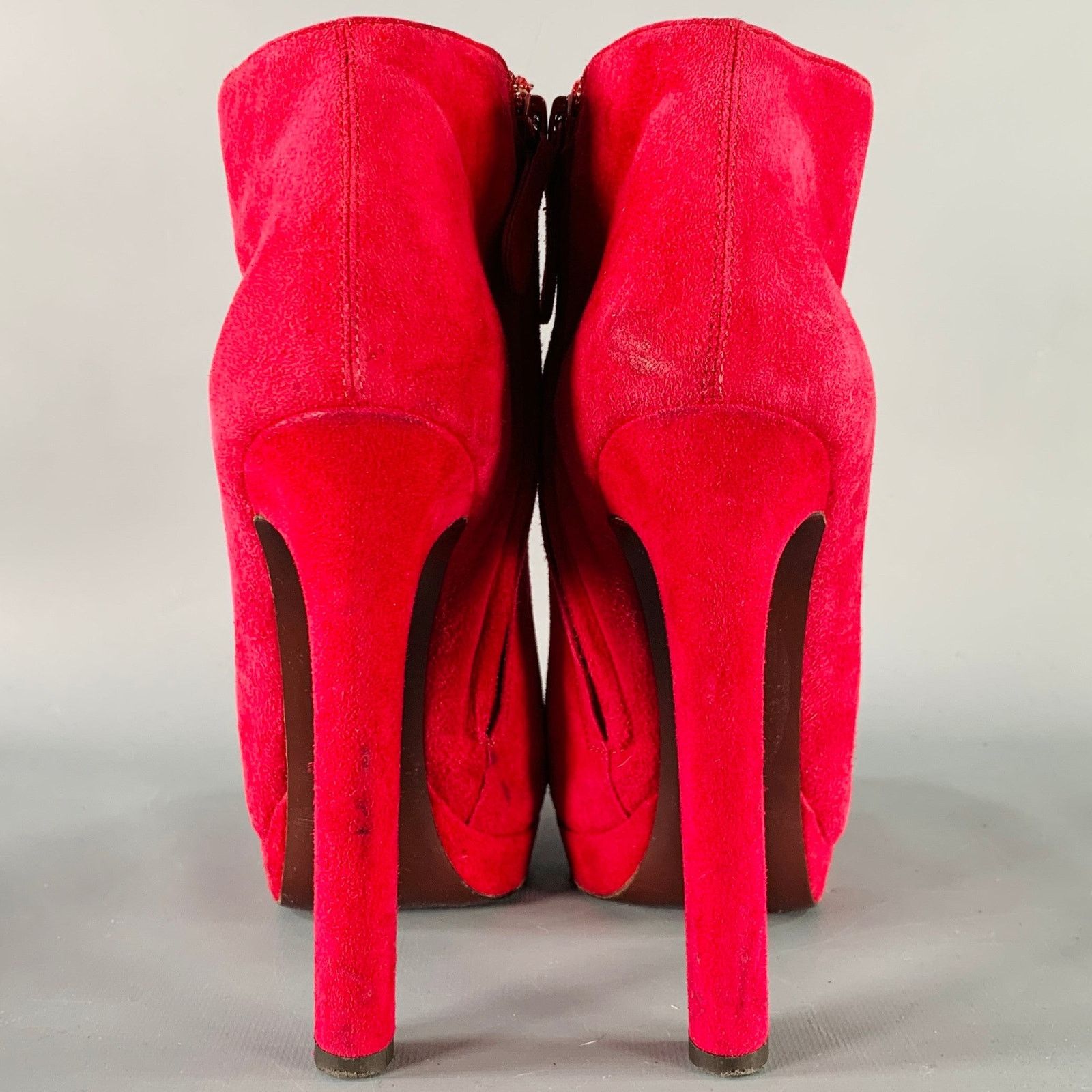Alexander McQueen ALEXANDER MCQUEEN Size 8 Red Suede Platform Ankle Boots Size US 8 / IT 38 - 3 Thumbnail