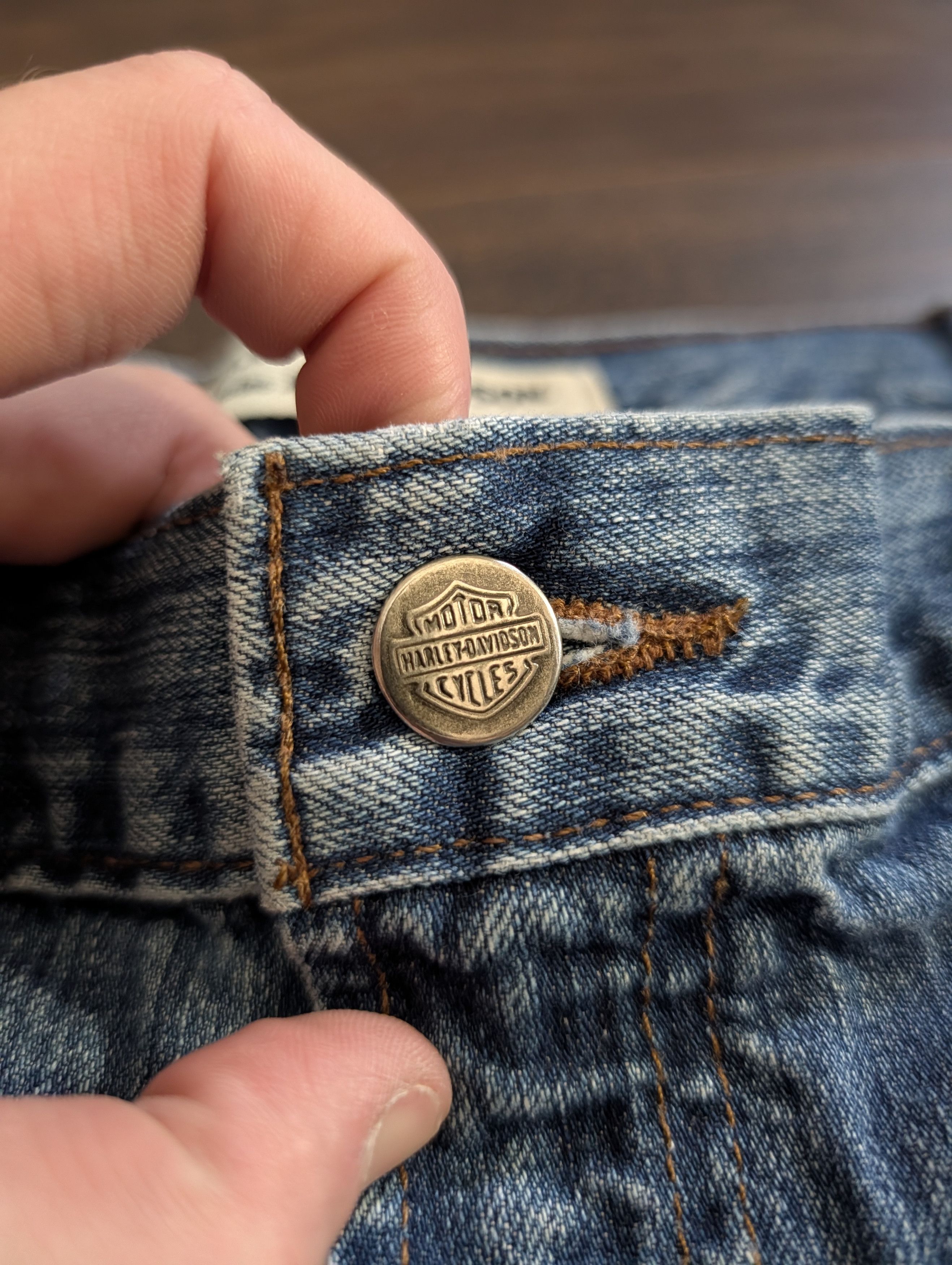 Harley Davidson Vintage blue denim branded tapered jeans 38 Size US 38 / EU 54 - 3 Thumbnail