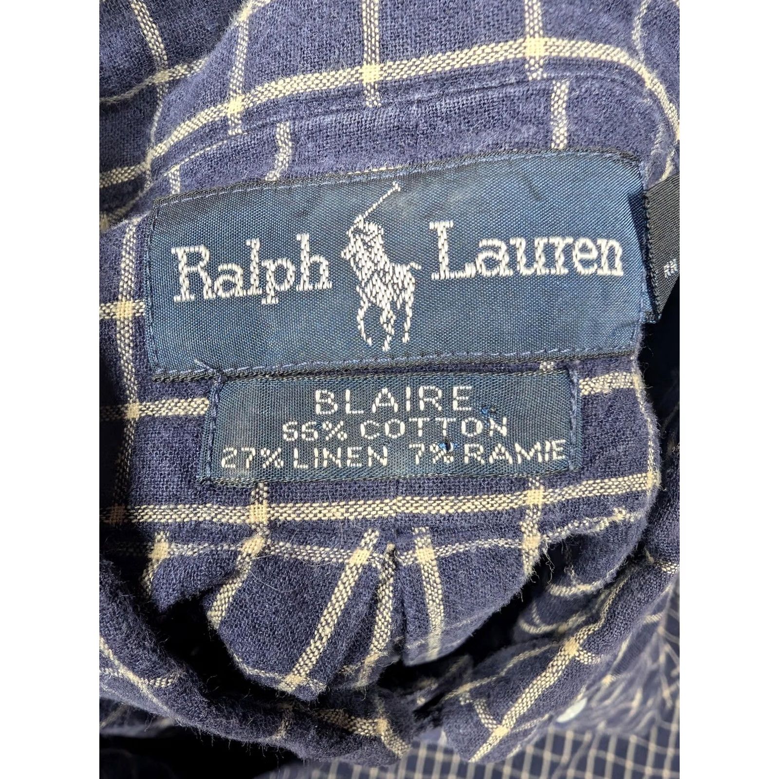 Ralph Lauren Ralph Lauren Blaire Shirt Mens Large Linen Blend Blue Plaid Long Sleeve Button-Up Casual Shirt Women? No. Size US L / EU 52-54 / 3 - 5 Thumbnail