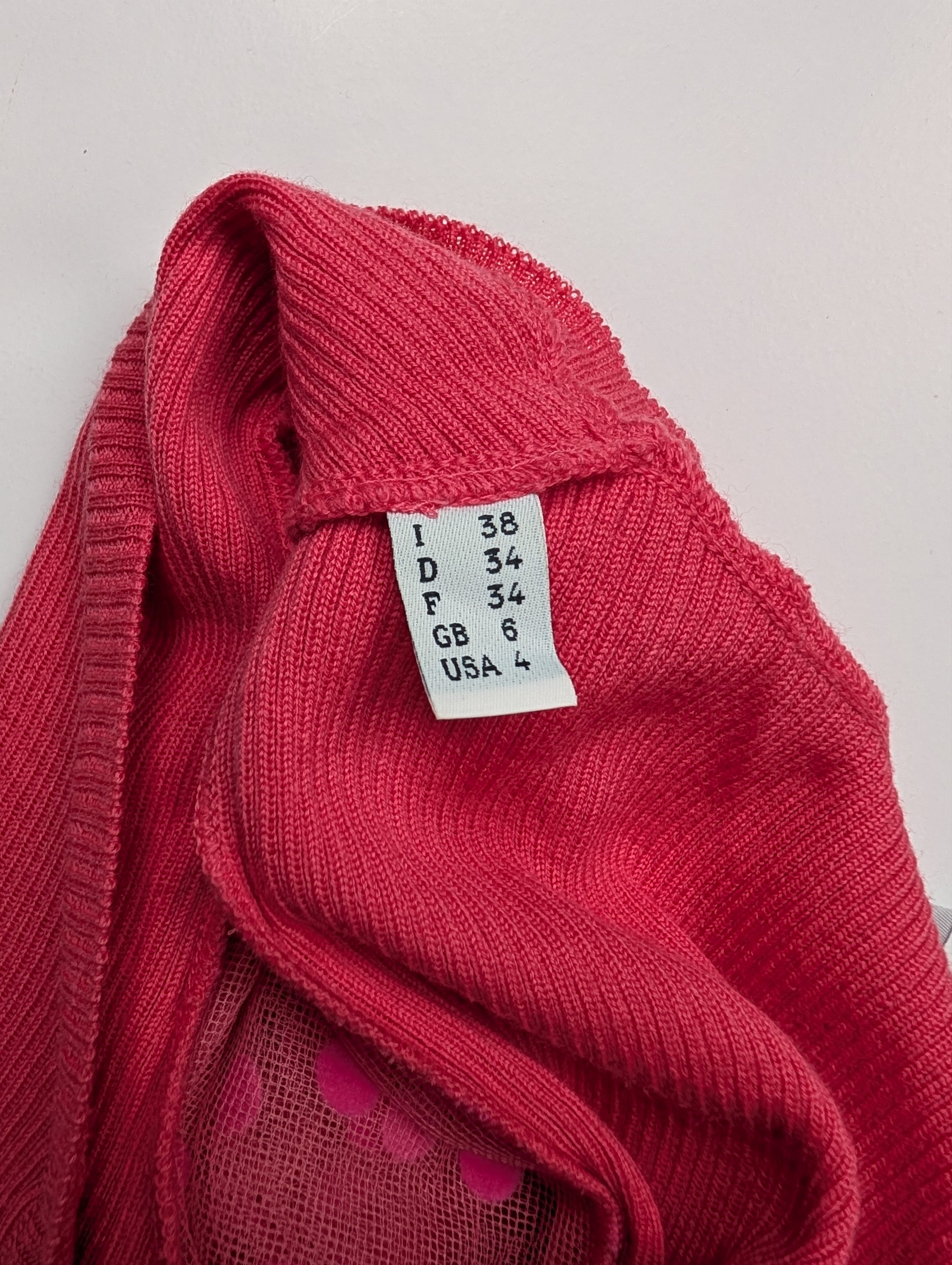 Moschino Pink Cropped Cardigan With Mesh Puffed Short Sleeves Size XS / US 0-2 / IT 36-38 - 4 Thumbnail