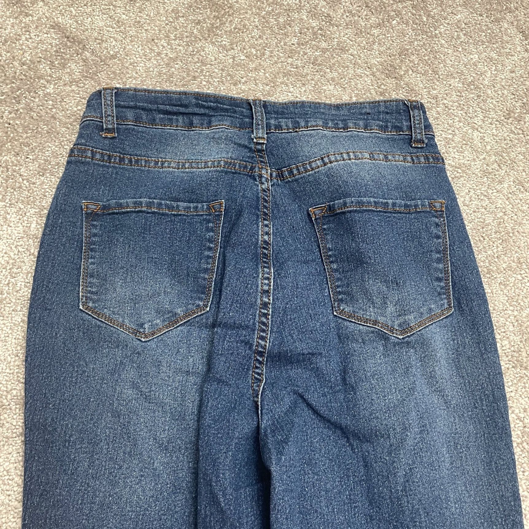 Vintage B.O.B Jeans Distressed Skinny Denim 28x26 Juniors 13/14 Blue Dark Wash High Rise Women Womens Jeans Size 34" / US 12 / IT 48 - 4 Thumbnail