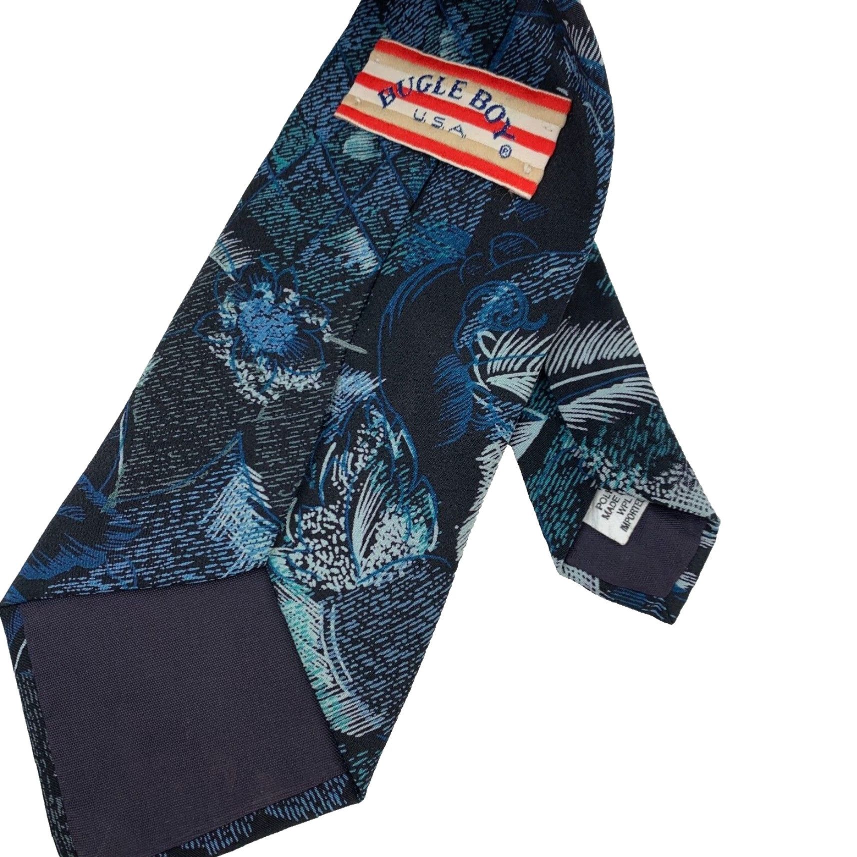 Bugle Boy VINTAGE Bugle Boy Abstract Floral Polyester Blue Tie 58 x 3.75 Mens Size ONE SIZE - 4 Thumbnail
