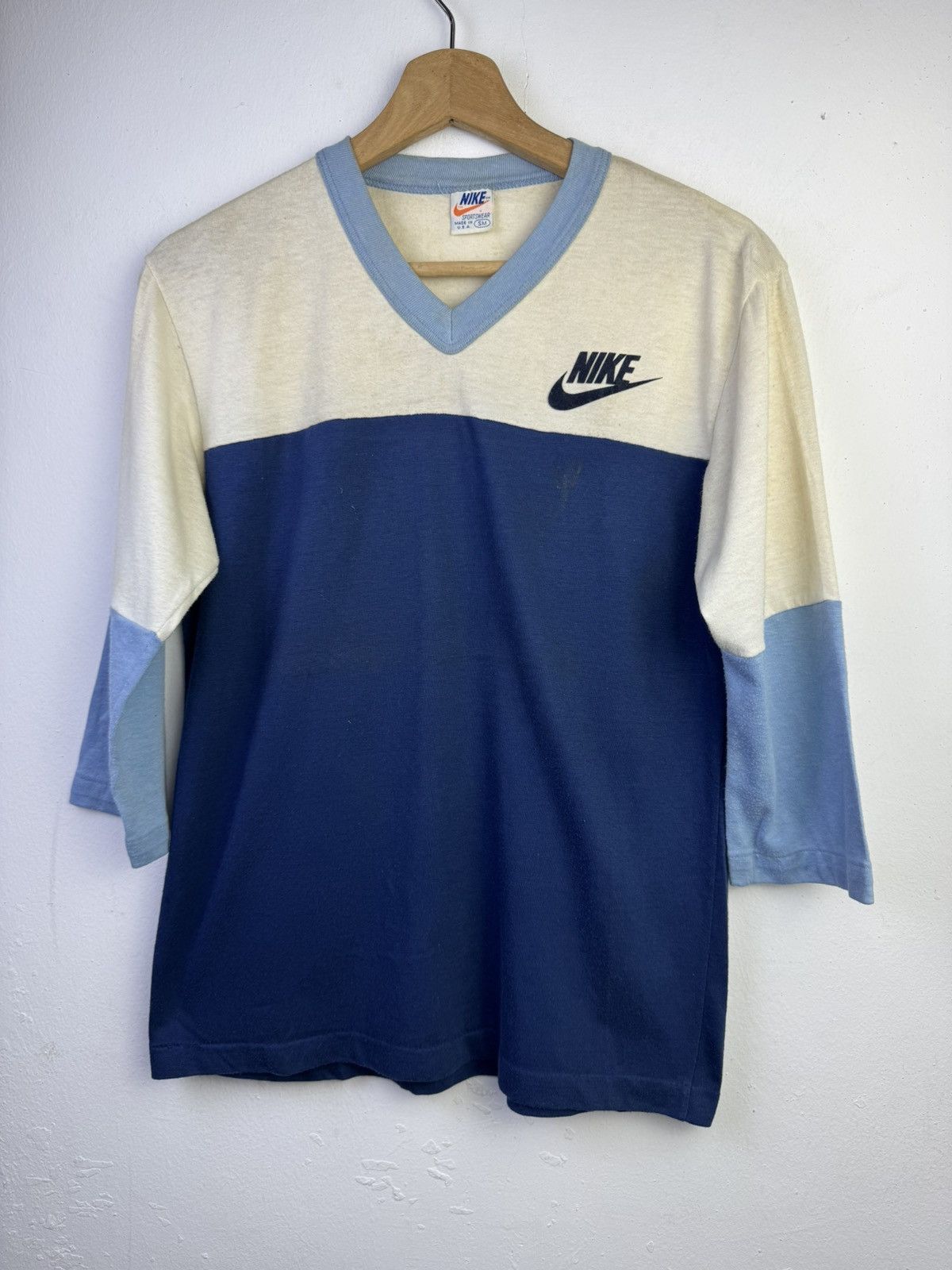Nike vintage 70's Nike with velvet swoosh logo 3/4 sleeve tshirt Size US M / EU 48-50 / 2 - 3 Thumbnail