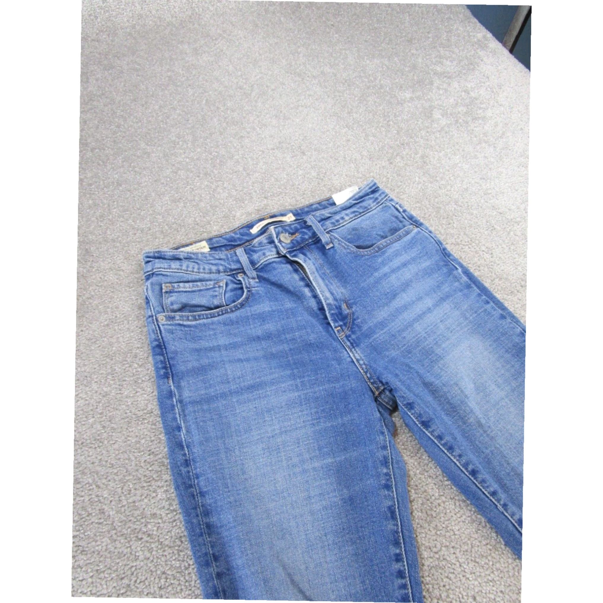 Levi's Levis 721 Skinny Jeans Women's Medium Wash Blue Denim Ripped Mid Rise 27 Size 27" / US 4 / IT 40 - 2 Thumbnail