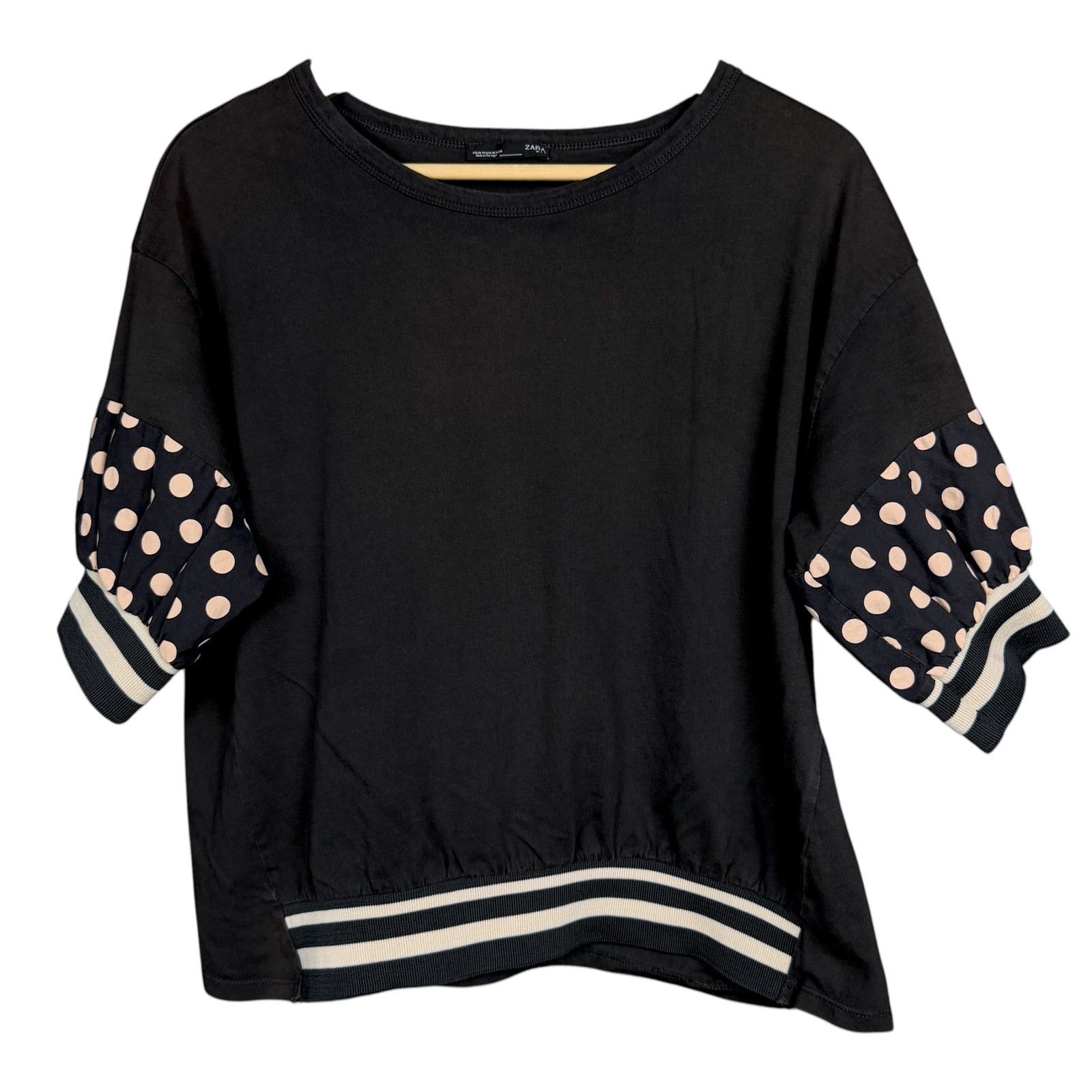 Zara Zara Oversized Womens Med Contrasting Polka Dot Striped Top Size M / US 6-8 / IT 42-44 - 6 Thumbnail