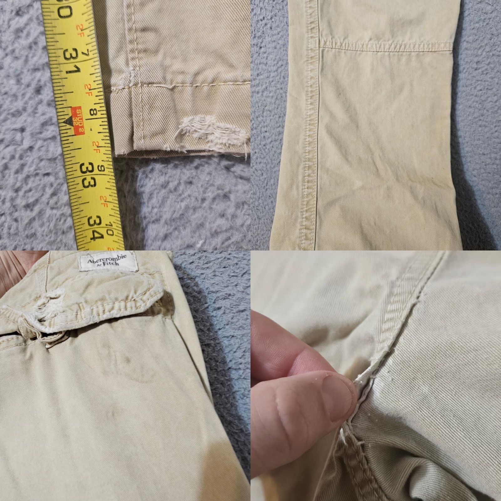 Abercrombie & Fitch Abercrombie & Fitch Cargo Pants Men's Size 32 x 34 Khaki Tan Distressed Cotton Size US 32 / EU 48 - 8 Thumbnail