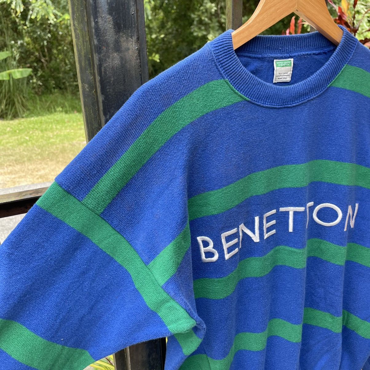 Benetton 🔥Vintage Benetton Embroidered Spellout Striped Sweatshirts Size US M / EU 48-50 / 2 - 7 Thumbnail