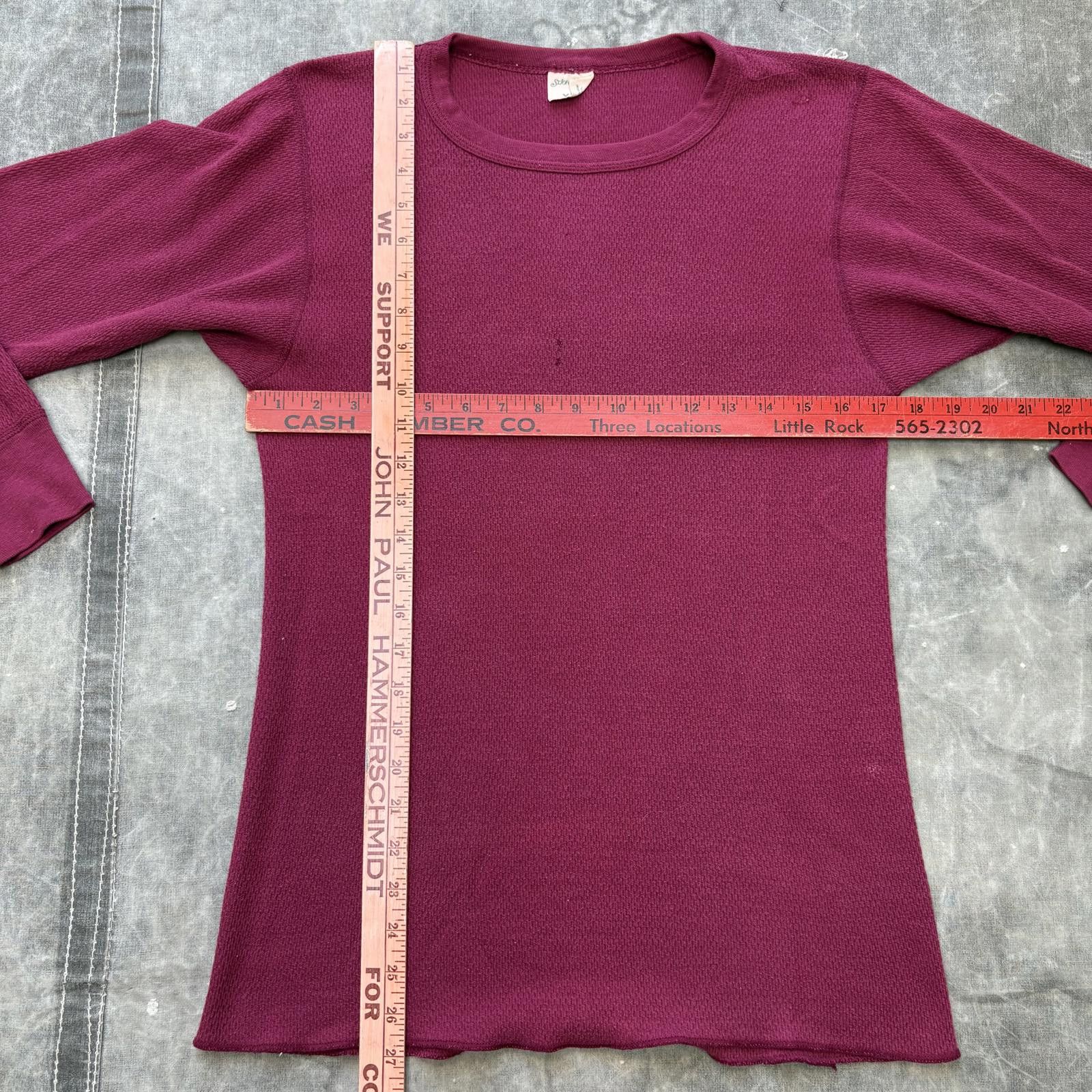 St. Johns Bay Vintage 80s Burgundy Skater Grunge Thermal Waffle Knit Shirt Size US L / EU 52-54 / 3 - 4 Thumbnail