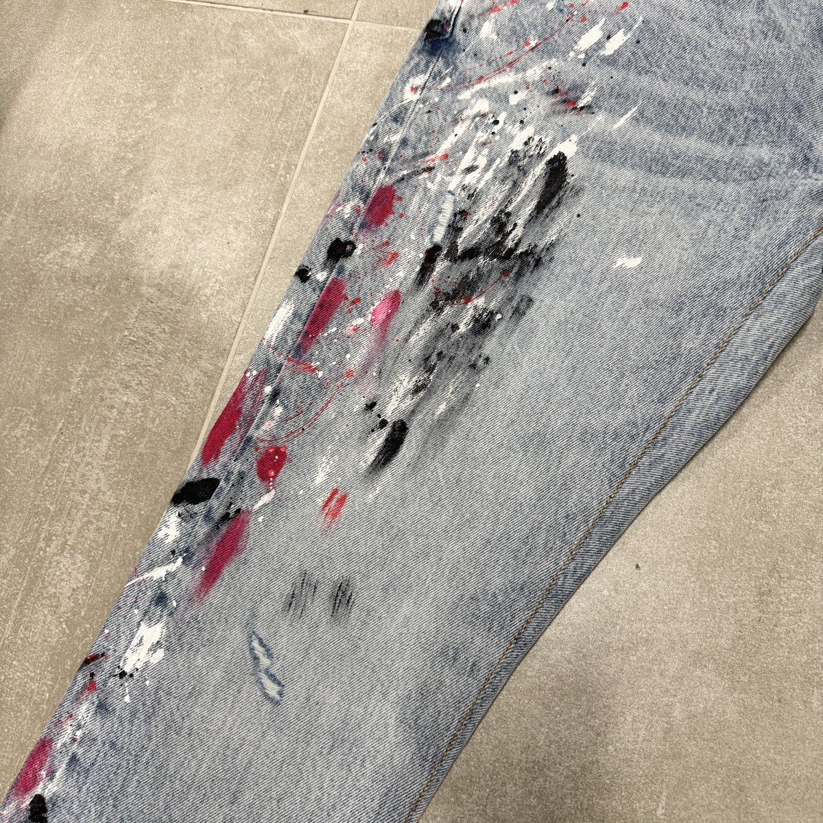 Amiri Amiri Straight Leg Paint Splatter Jean Blue & Multi RRP £790 Size US 30 / EU 46 - 3 Thumbnail