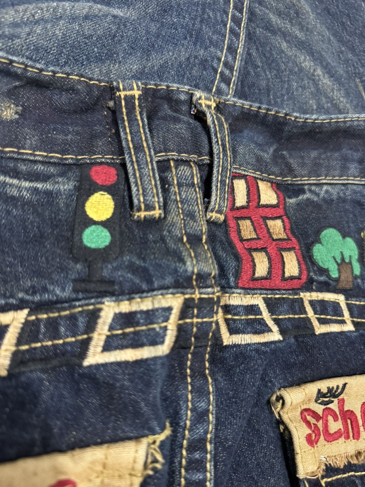 If Six Was Nine × Japanese Brand Yoshitomo Nara Lolita Skinny Jeans Embroidery Damage Flare Size US 30 / EU 46 - 7 Thumbnail