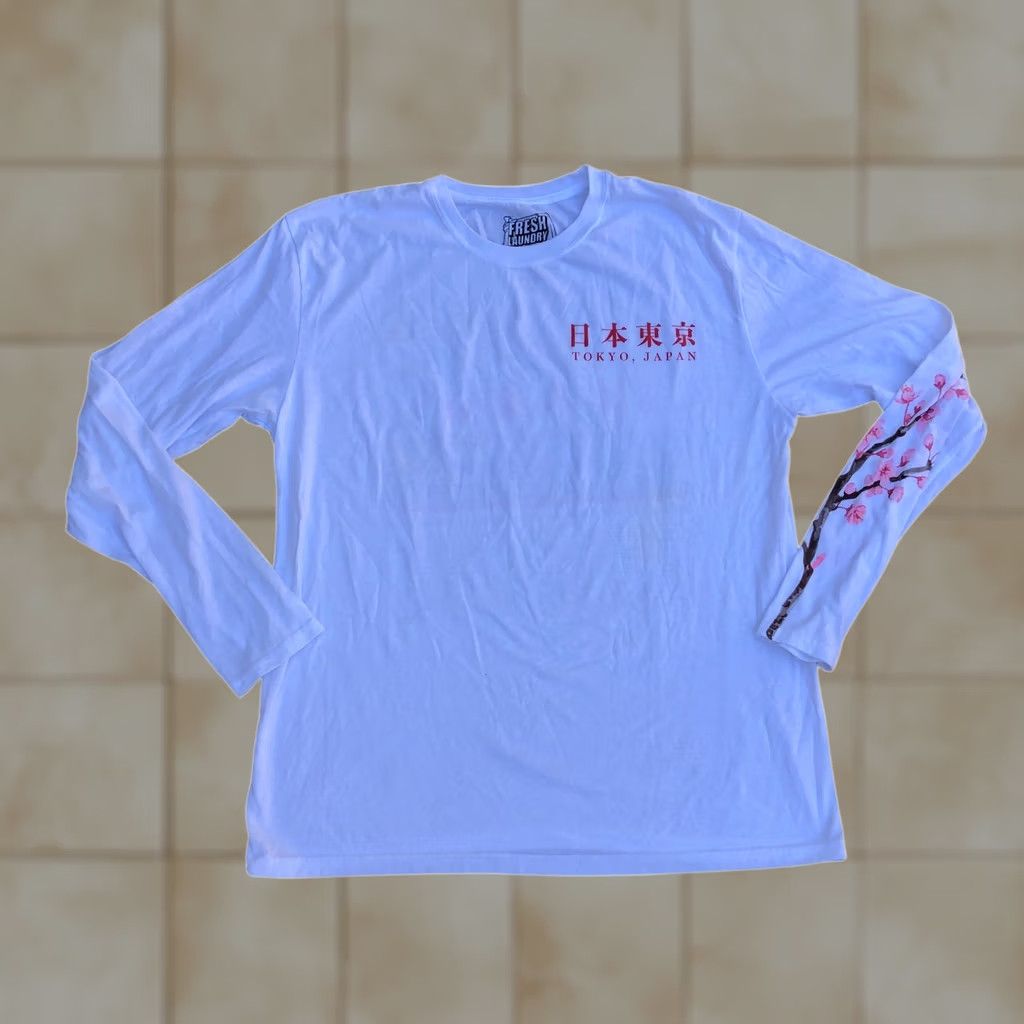 Vintage FRESH LAUNDRY Shirt Tokyo Japan Mount Fuji Fujisan Long Sleeve Crew XL Mens White Size US XL / EU 56 / 4 - 1 Thumbnail