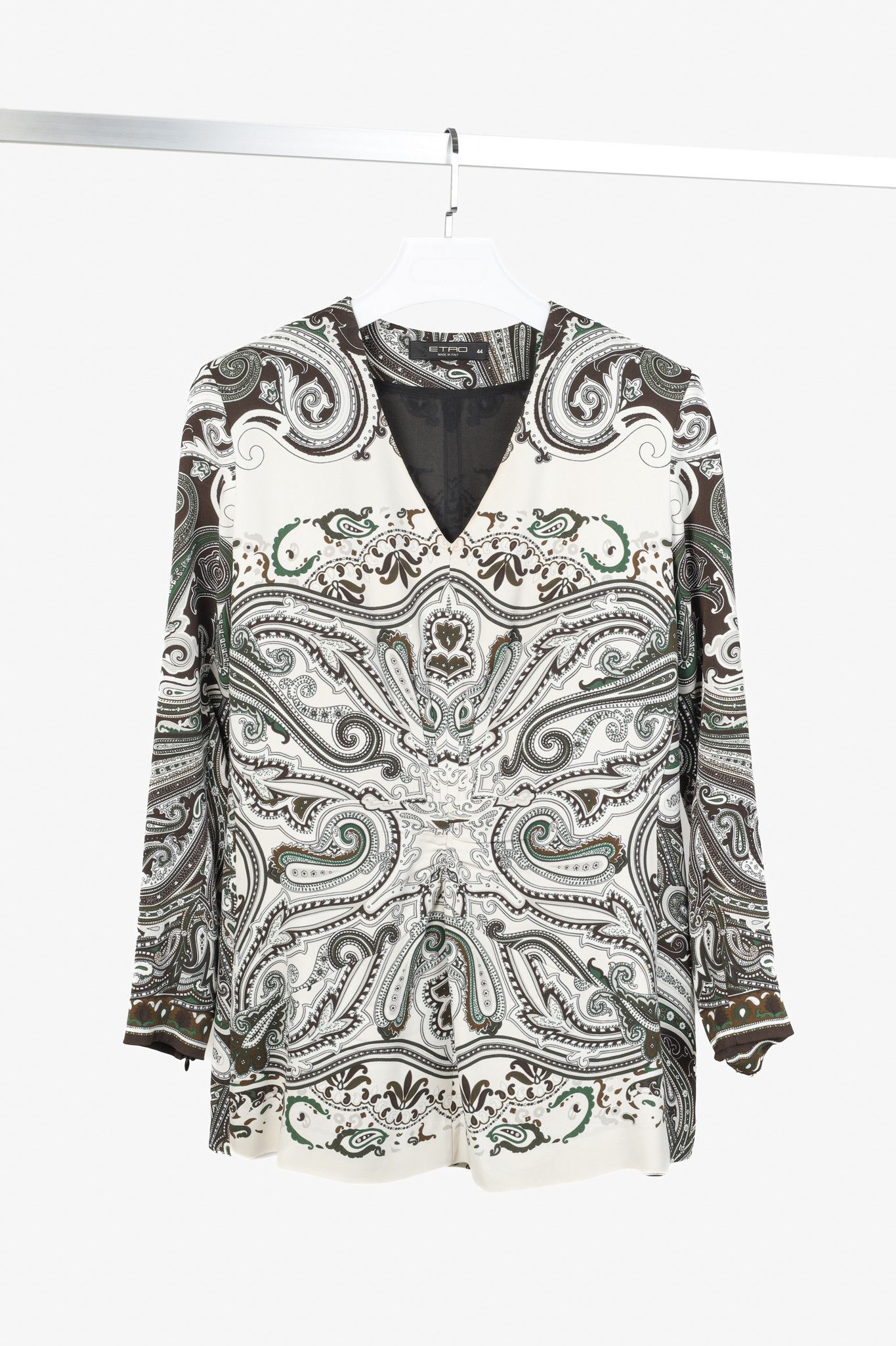 Etro Etro White & Brown Paisley Long Sleeve Top Size M / US 6-8 / IT 42-44 - 1 Thumbnail