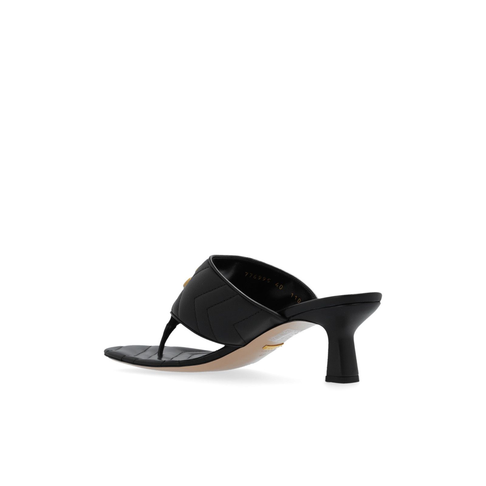 GUCCI Double G Black Leather 70mm Mules New & Authentic (Wom