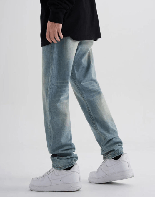Japanese Brand × Jean Light blue simple washed retro men's loose straight jeans Size US 32 / EU 48 - 4 Thumbnail