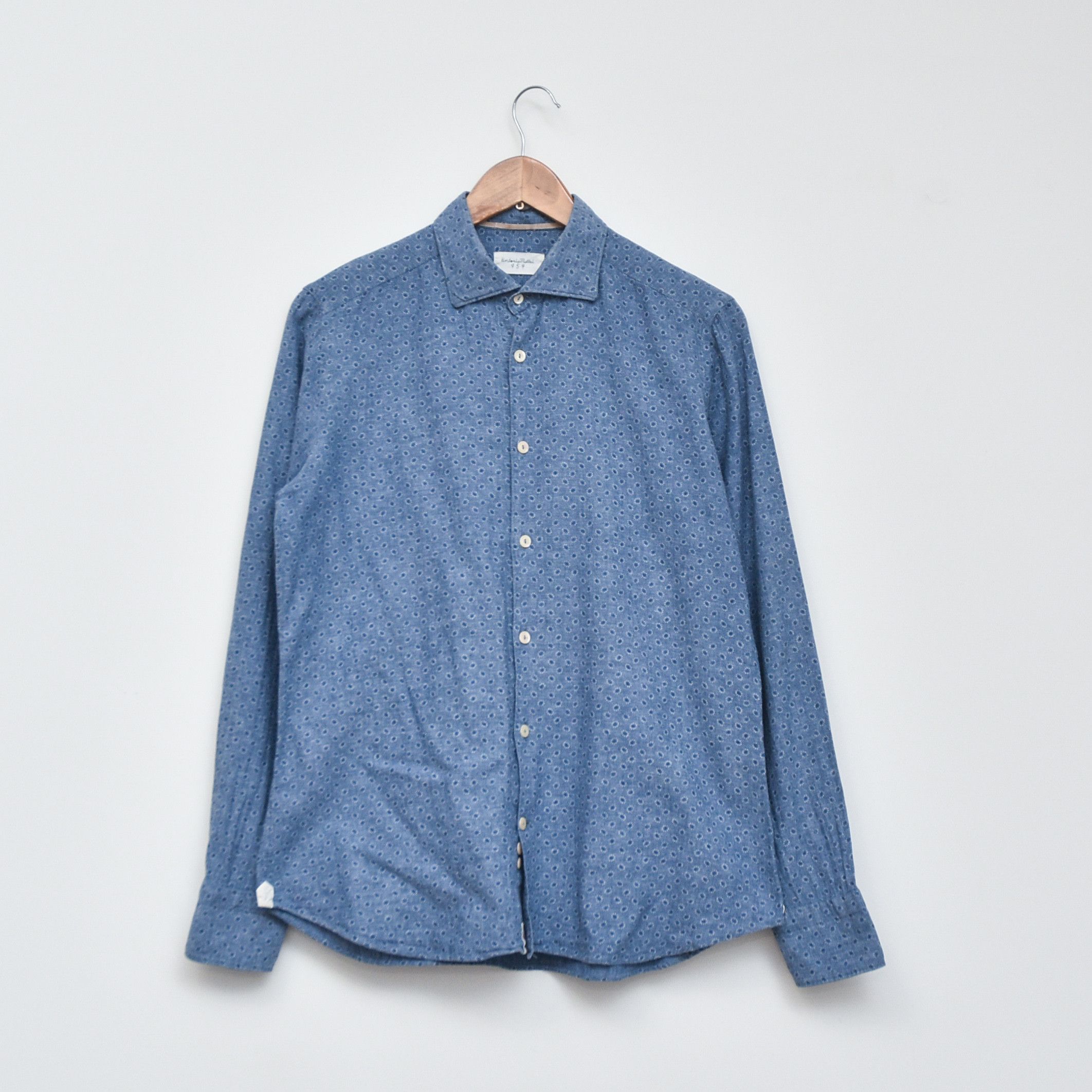 Tintoria Mattei TINTORIA MATTEI 954 Blue Polka Dot Slim Fit Cotton Shirt Size US M / EU 48-50 / 2 - 1 Thumbnail