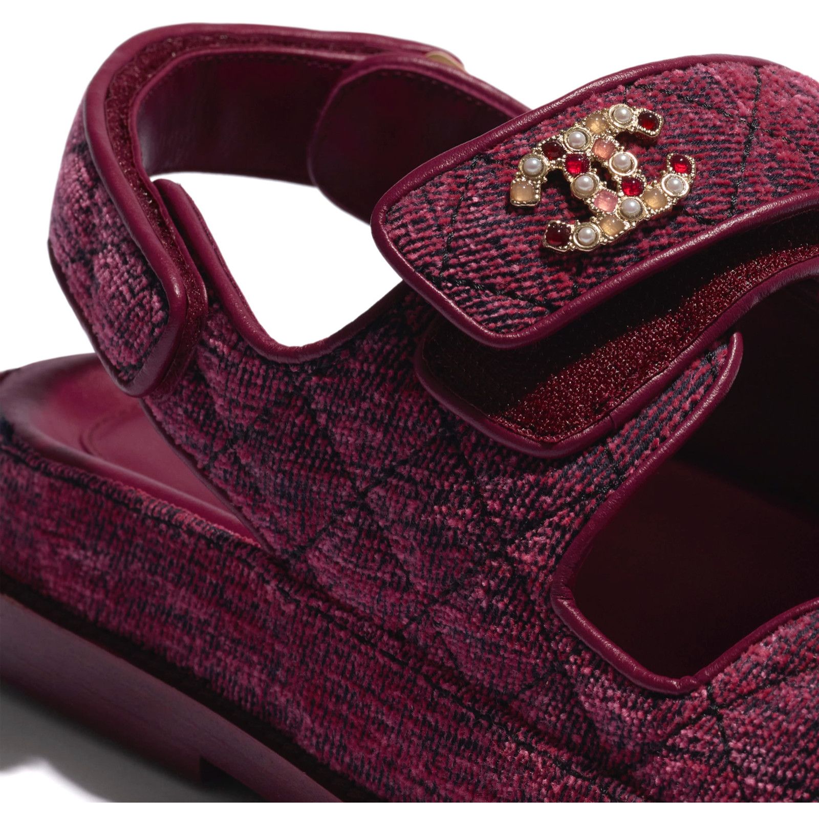 Chanel Chanel 21A Pink Velvet Denim CC Logo Mule Slide Strap Flat Size US 8.5 / IT 38.5 - 3 Thumbnail