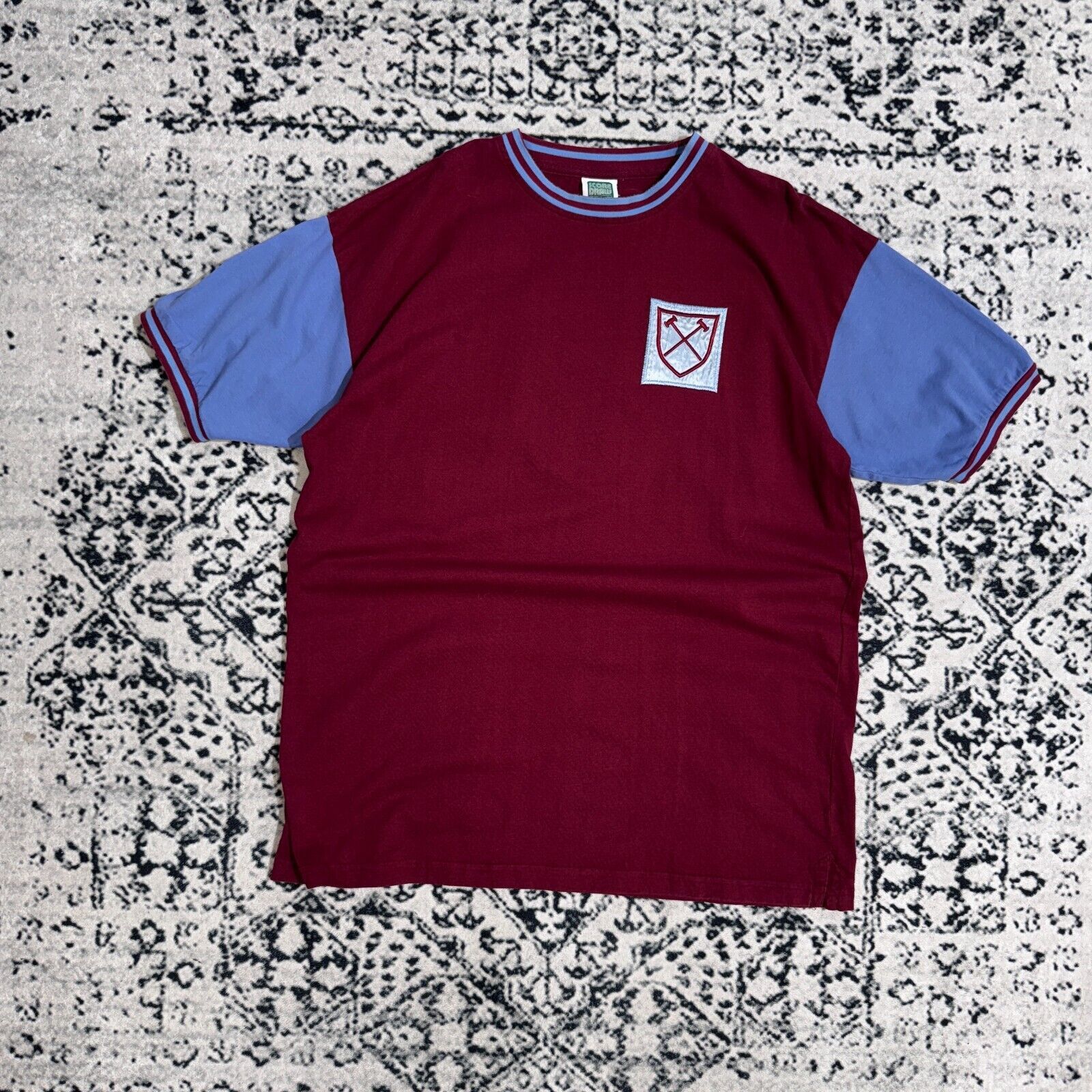 Vintage Burgundy Blue Polyester Jersey T-Shirt Size XL Westham Size US XL / EU 56 / 4 - 1 Thumbnail