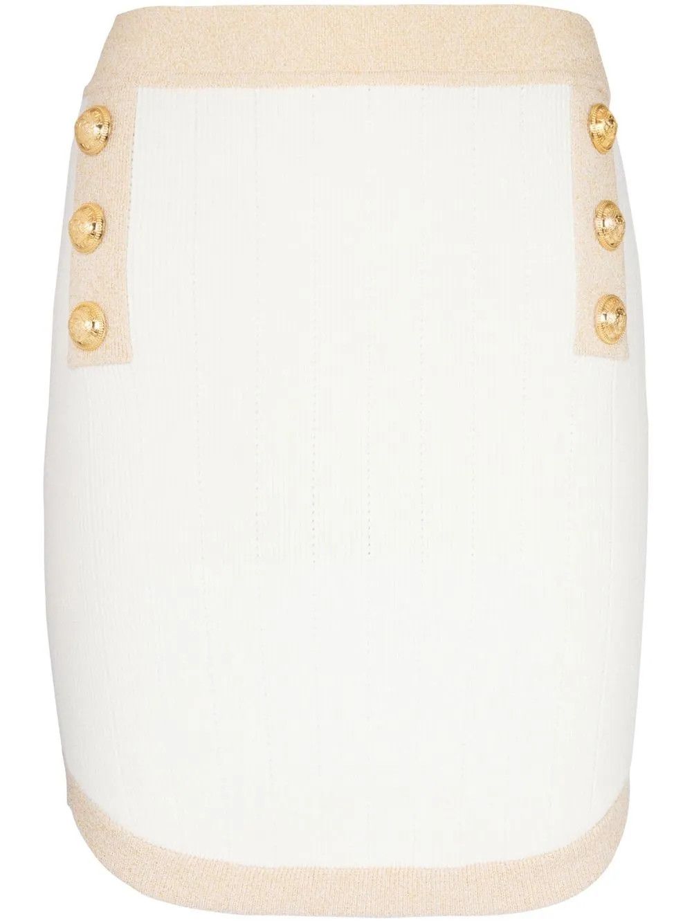 Balmain o1y0625 Mini Skirt in White/Beige Size 30" / US 8 / IT 44 - 1 Thumbnail
