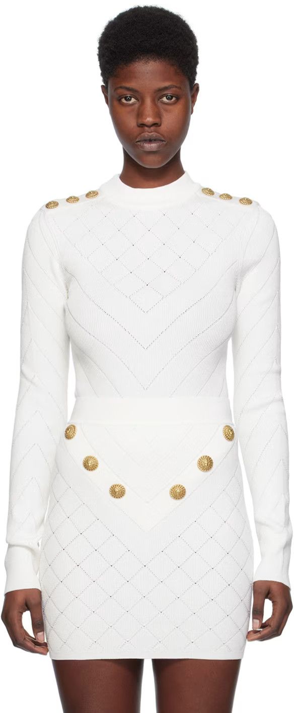 Balmain o1s1wg110125 Bodysuit in White Size XS / US 0-2 / IT 36-38 - 2 Thumbnail