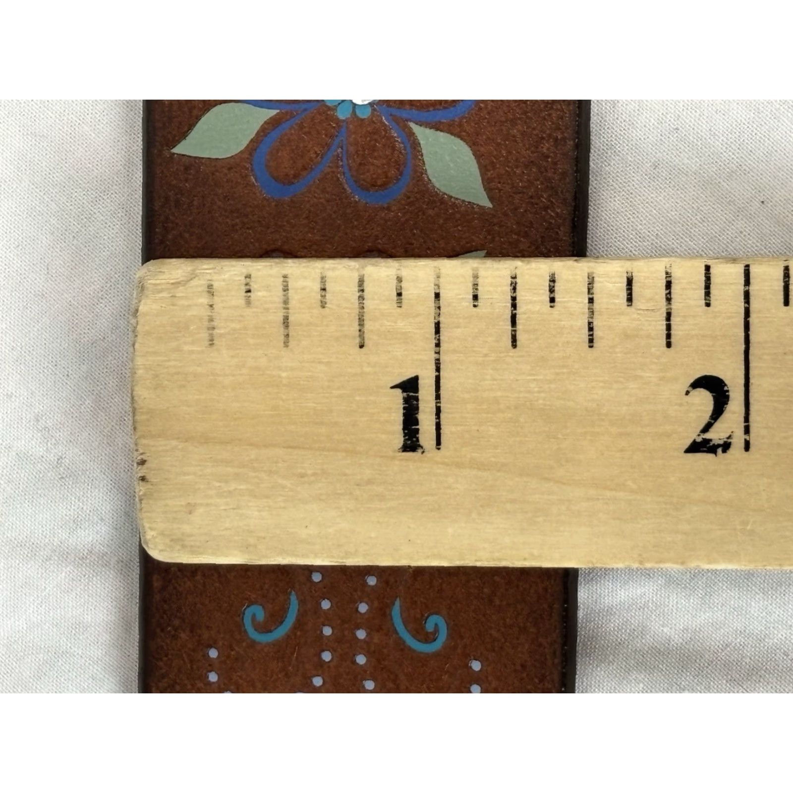 Vintage VINTAGE Aéropostale Leather Belt Women’s Small Brown Floral Sequins 1.5” Y2K Size ONE SIZE - 5 Thumbnail