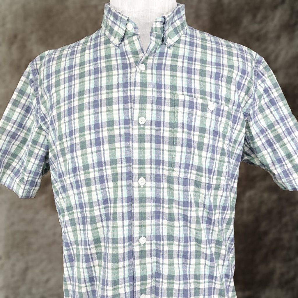 Vintage VINTAGE L.L. Bean Shirt Men Large Green Blue Plaid Button Down Casual Fit Short Sleeve Size US L / EU 52-54 / 3 - 1 Thumbnail