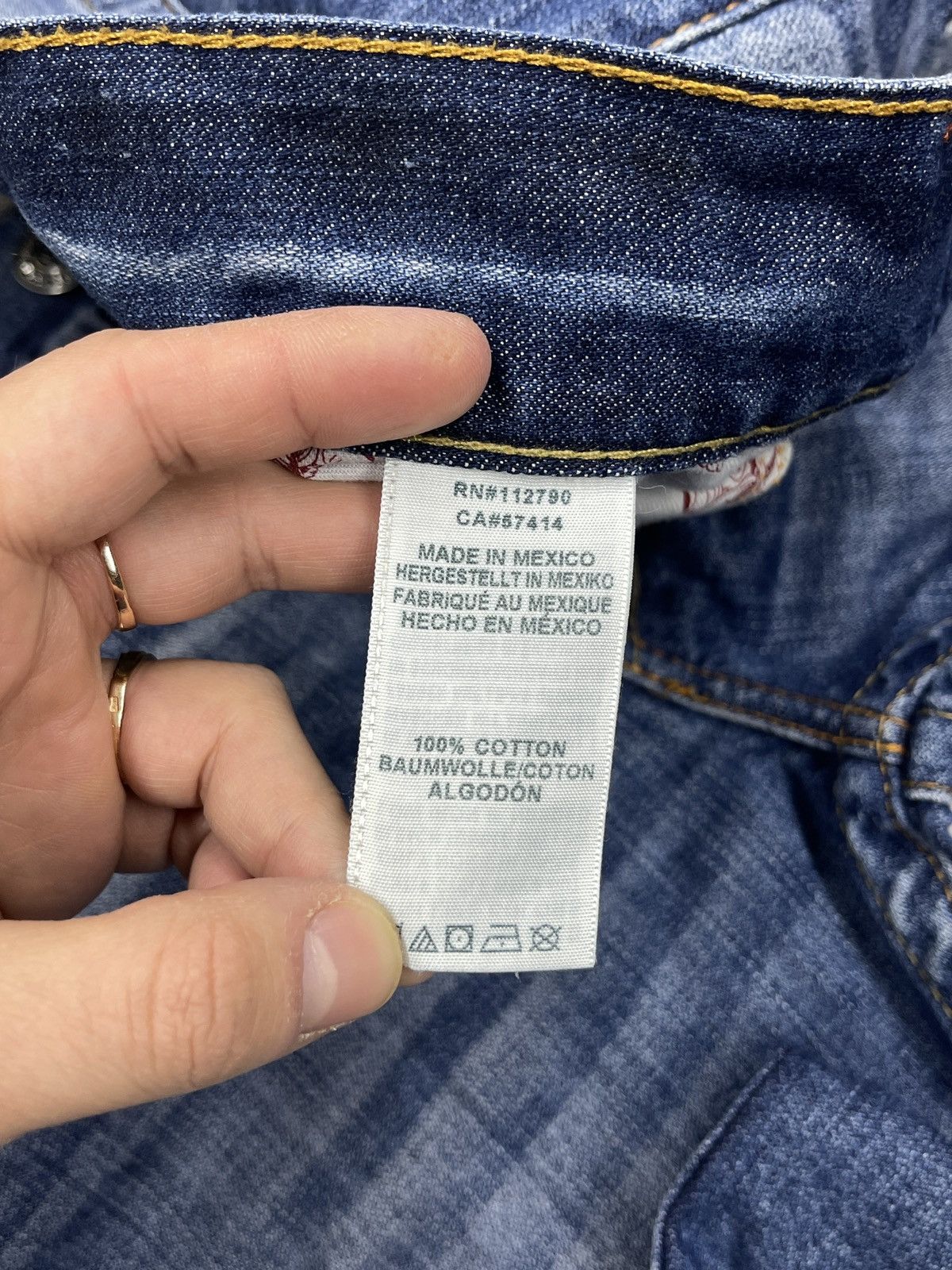 True Religion Mens True Religion Flap OM Denim Jeans With Holes Size 33 Size US 33 - 17 Thumbnail