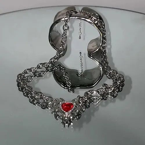 Jewelry Electro Chain Crystal Heart Silver Abstract Star Pop Fantasy Size ONE SIZE - 3 Thumbnail