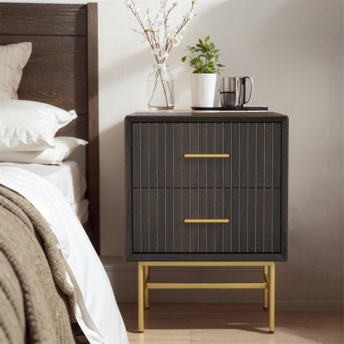 Designer × Homemade MDF Wood Brown Nightstand Small Cabinet Side Tables Bedroom Size US L / EU 52-54 / 3 - 8 Thumbnail