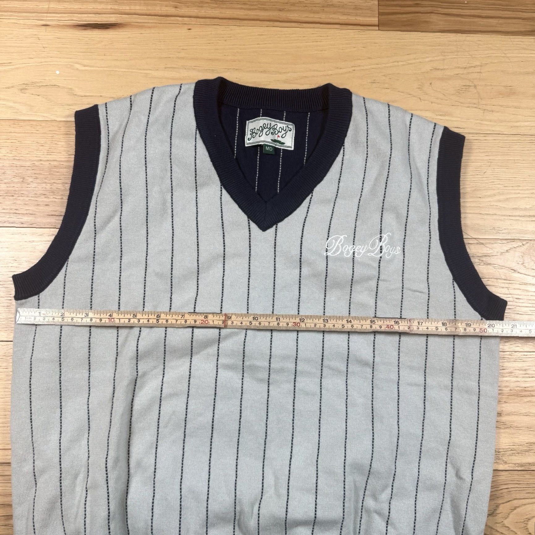 Vintage Bogey Boys Sweater Vest Mens M Gray Navy Pinstripe Golf NWOT Size US M / EU 48-50 / 2 - 7 Thumbnail
