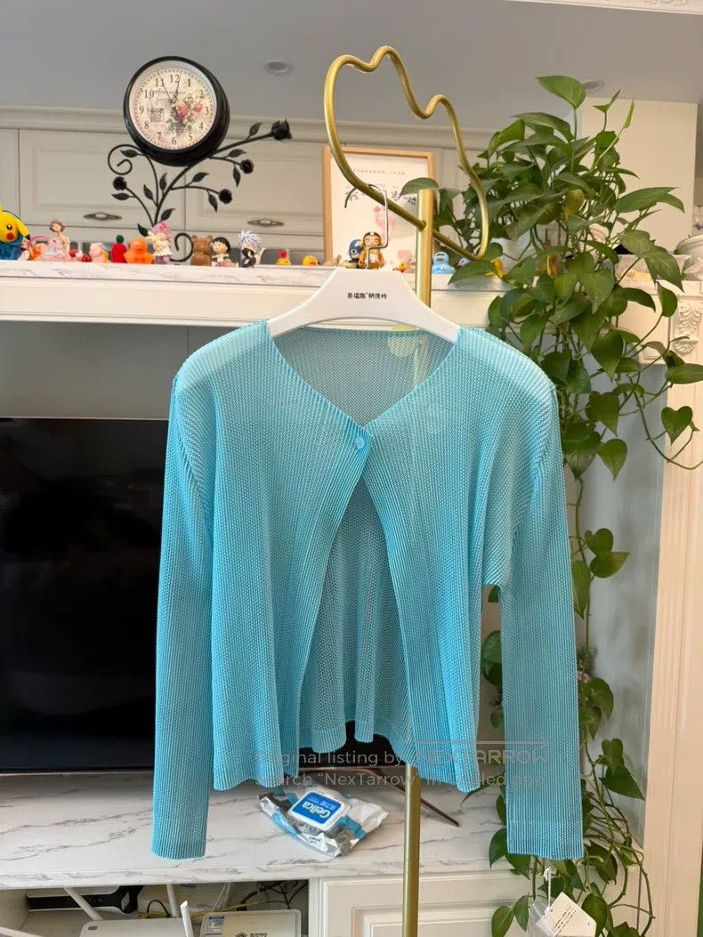 Issey Miyake Issey Miyake Blue Tatami-Style Cardigan Coat Size L / US 10 / IT 46 - 1 Thumbnail
