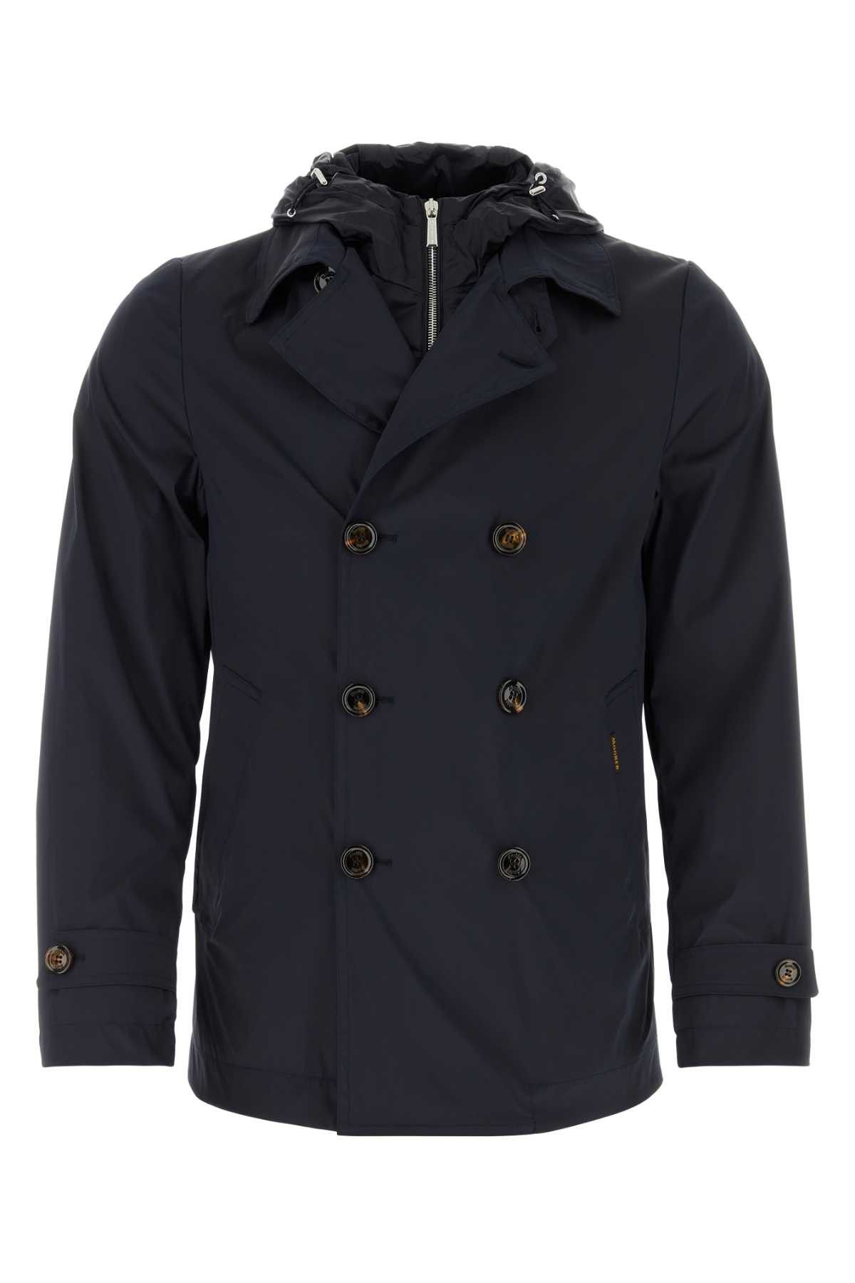 image of Moorer Navy Blue Stretch Viscose Blend Jacket, Men's (Size Small)