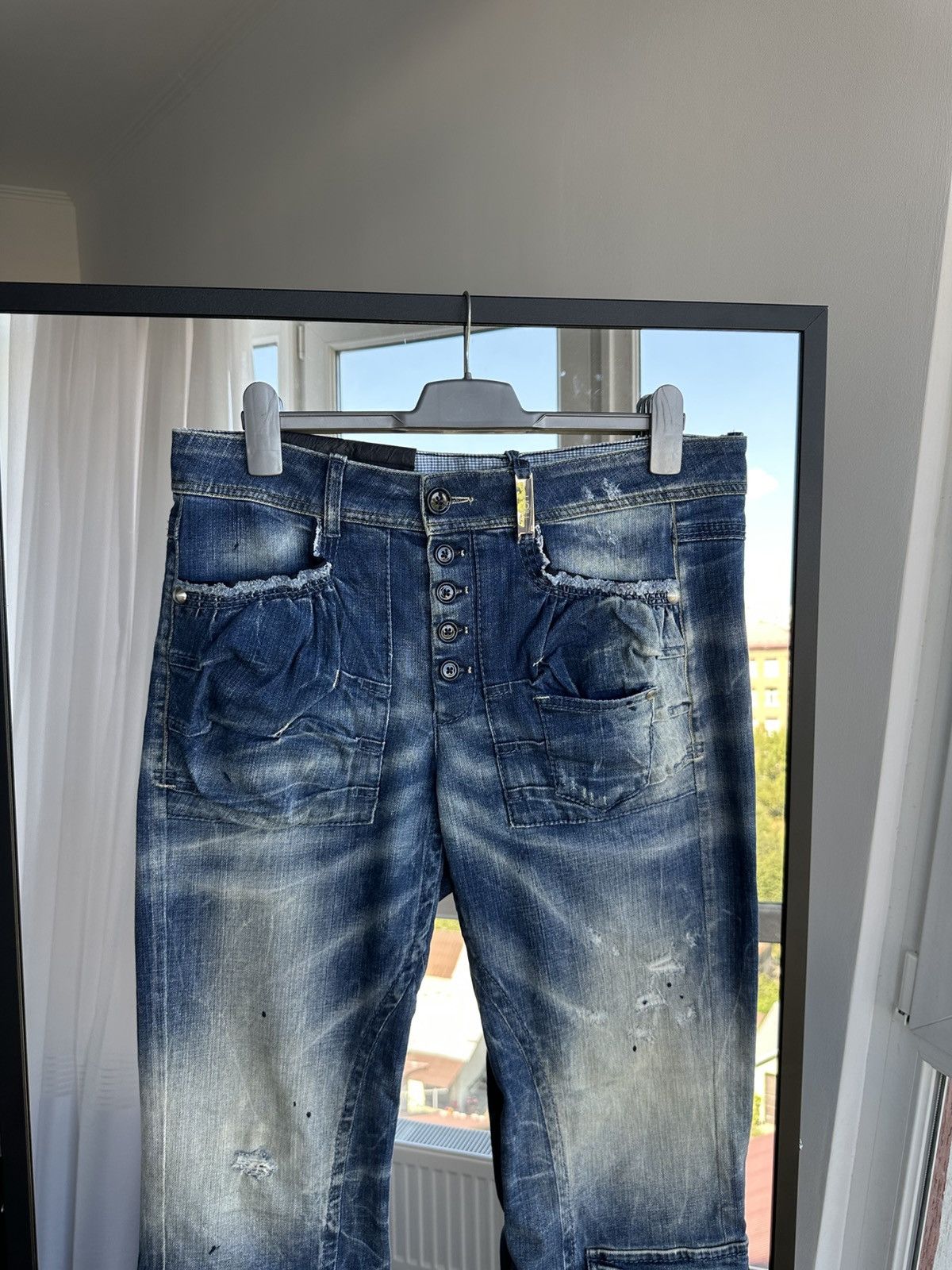 Vintage High Everyday Couture Distressed Jeans Italy Carpenter Cargo Size 34" / US 12 / IT 48 - 2 Thumbnail